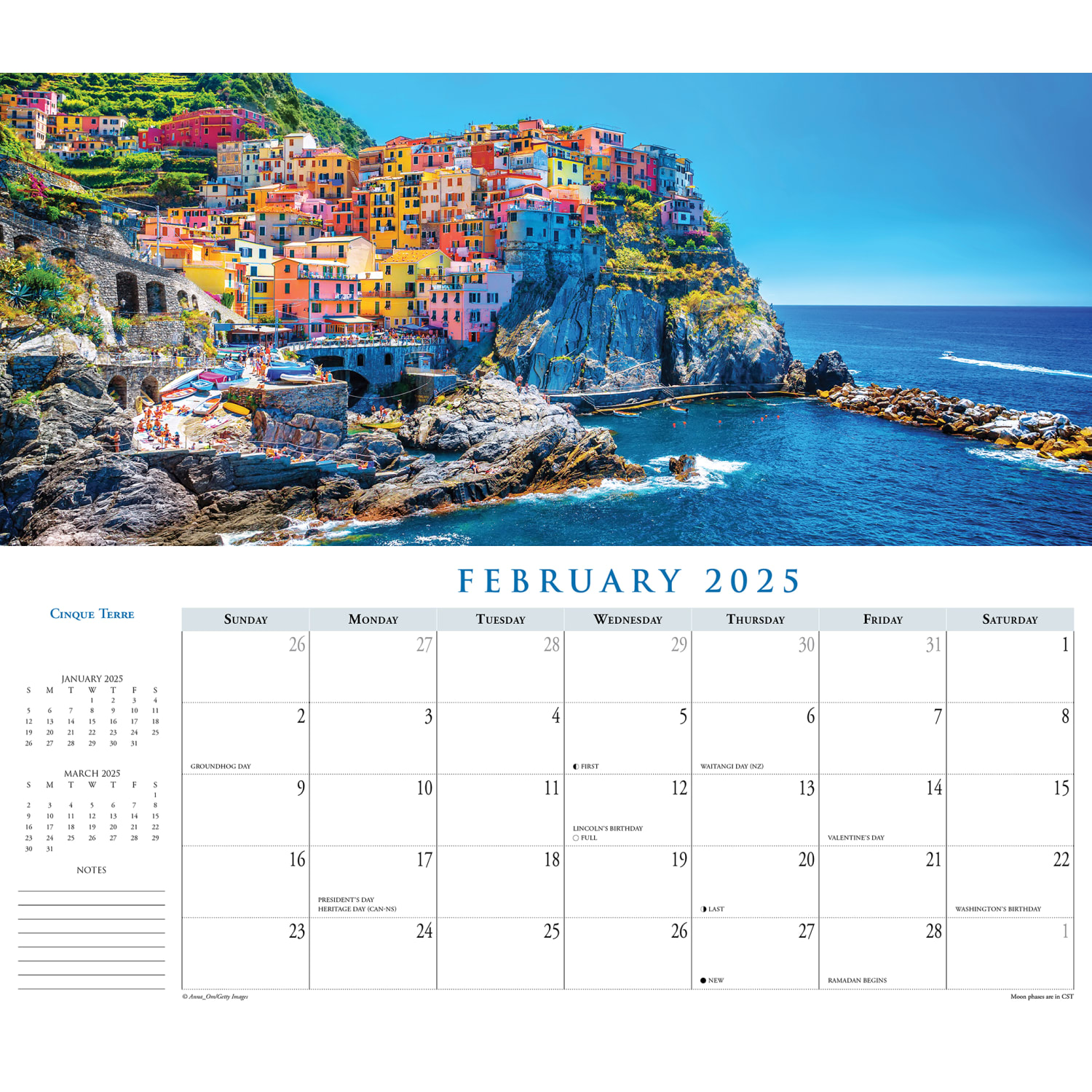 2025 Willow Creek Press Panoramic Monthly Wall Calendar, Scenic, 15in x 6-1/2in, Italy, January To December, 48290 - Image 3