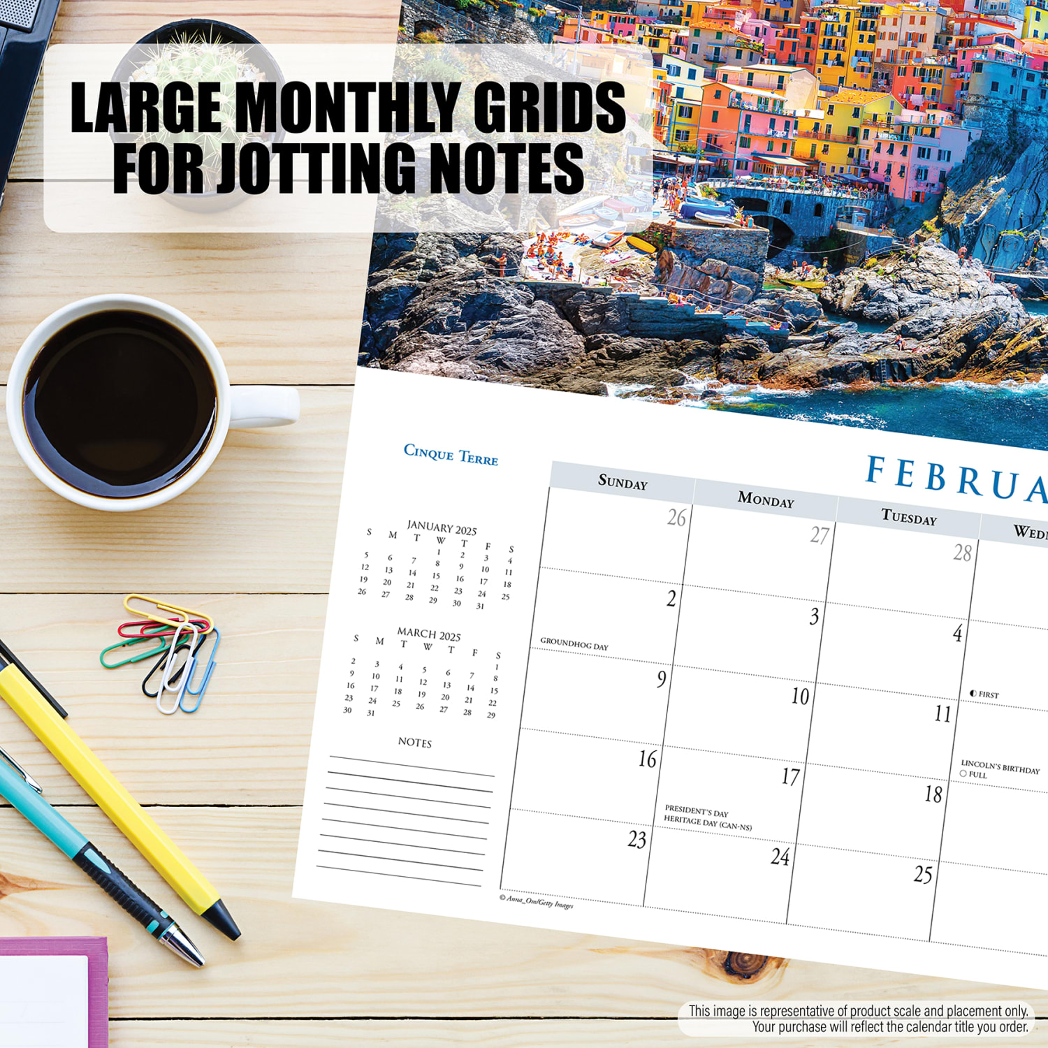 2025 Willow Creek Press Panoramic Monthly Wall Calendar, Scenic, 15in x 6-1/2in, Italy, January To December, 48290 - Image 5