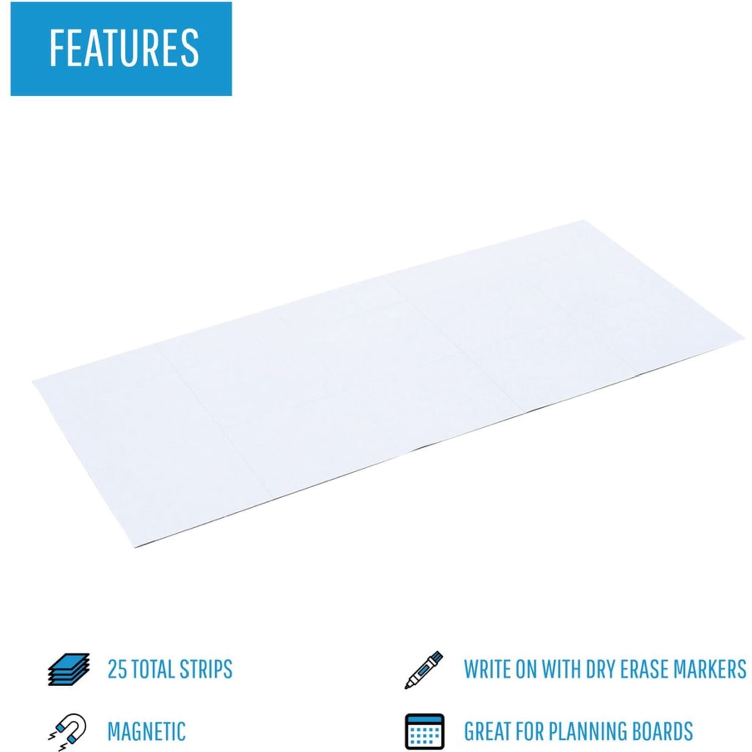MasterVision Magnetic Dry-Erase Writable Strips, 2in x 0.88in, White, Pack Of 25 - Image 6