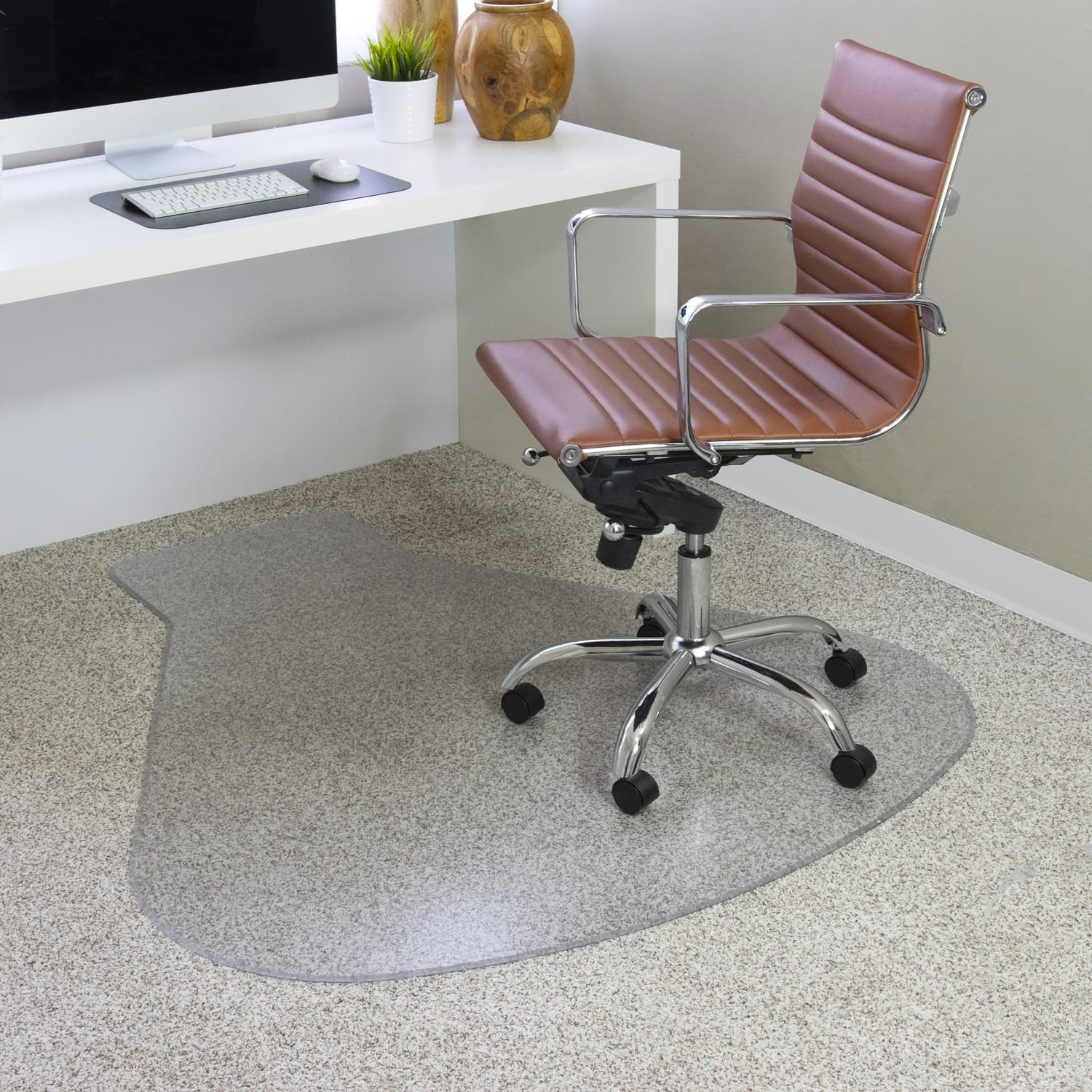 ES Robbins EverLife Workstation Vinyl Chair Mat For Medium Pile Carpet, 54in x 60in, Clear - Image 3