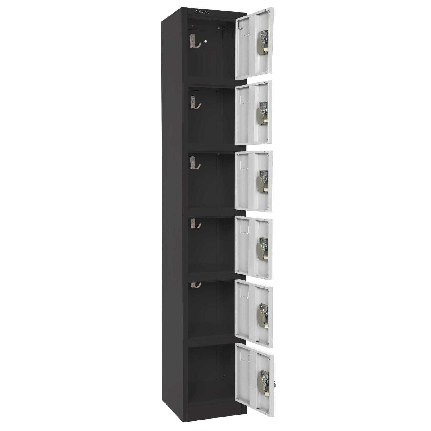 Alpine 6-Tier Steel Lockers, 72inH x 12inW x 12inD, Black/White, Pack Of 4 Lockers - Image 5