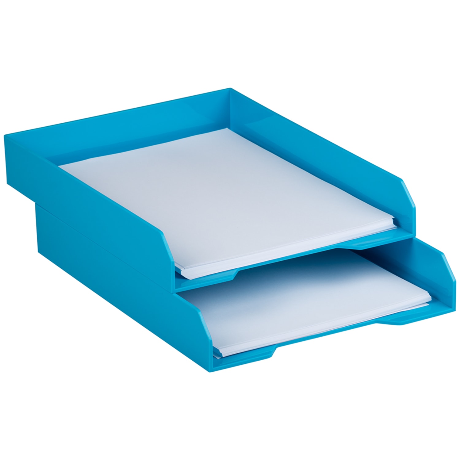 JAM Paper Stackable Paper Trays, 2inH x 9-3/4inW x 12-1/2inD, Blue, Pack Of 2 Trays - Image 4