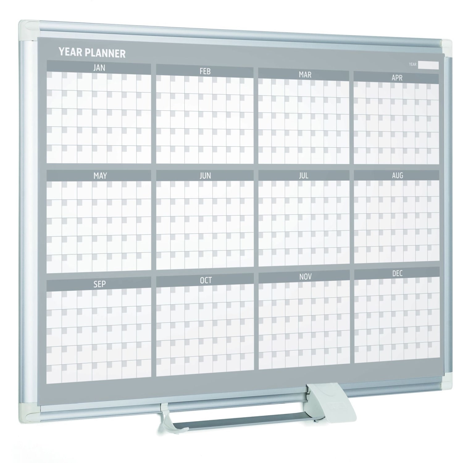 MasterVision 36in 12-month Calendar Planning Board - Yearly - 12 Month - White - Aluminum - 24in Height x 36in Width - Magnetic, Dry Erase Surface, Durable, Reference Calendar, Accessory Tray, Scratch Resistant, Ghost Resistant - 1 Each - Image 3
