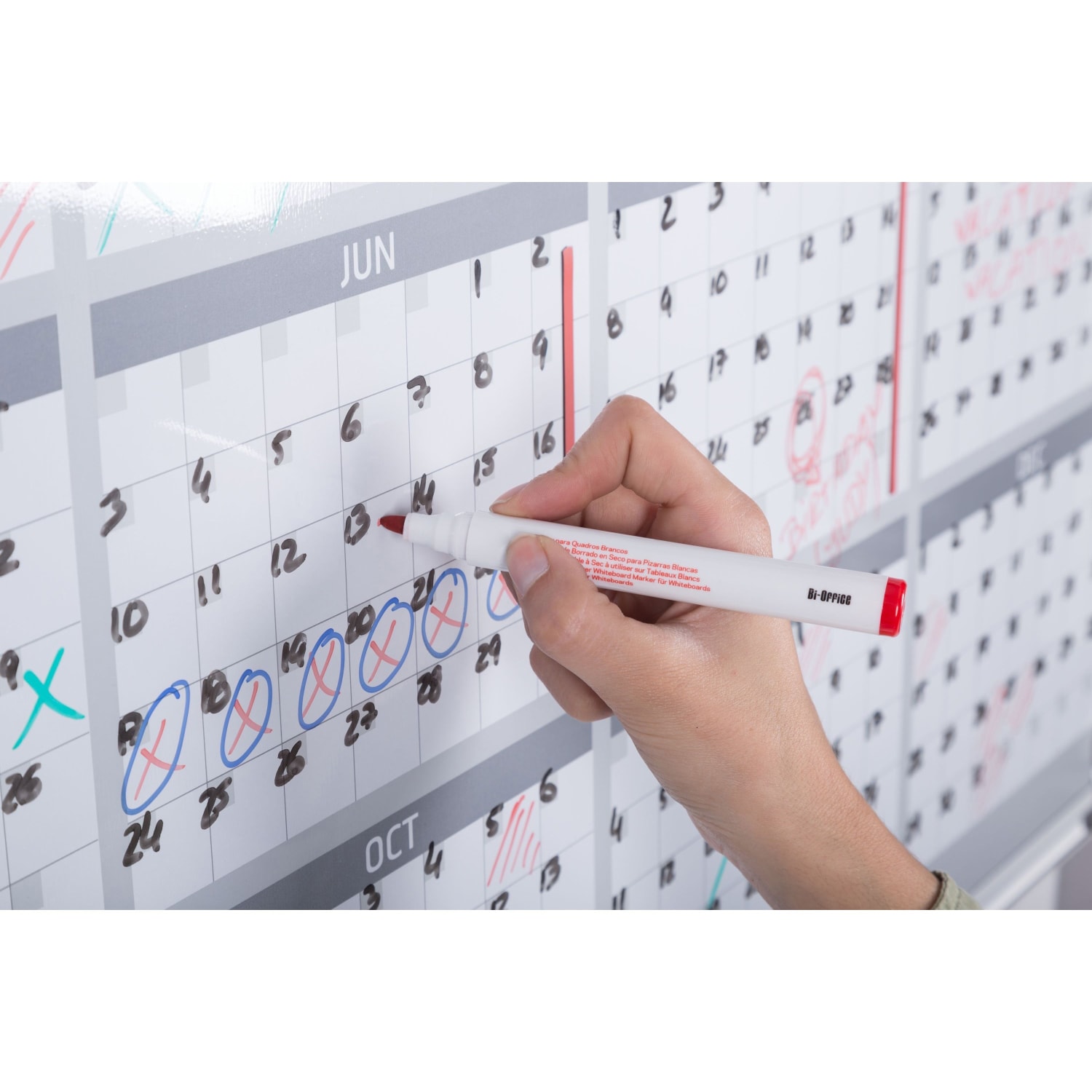 MasterVision 36in 12-month Calendar Planning Board - Yearly - 12 Month - White - Aluminum - 24in Height x 36in Width - Magnetic, Dry Erase Surface, Durable, Reference Calendar, Accessory Tray, Scratch Resistant, Ghost Resistant - 1 Each - Image 4