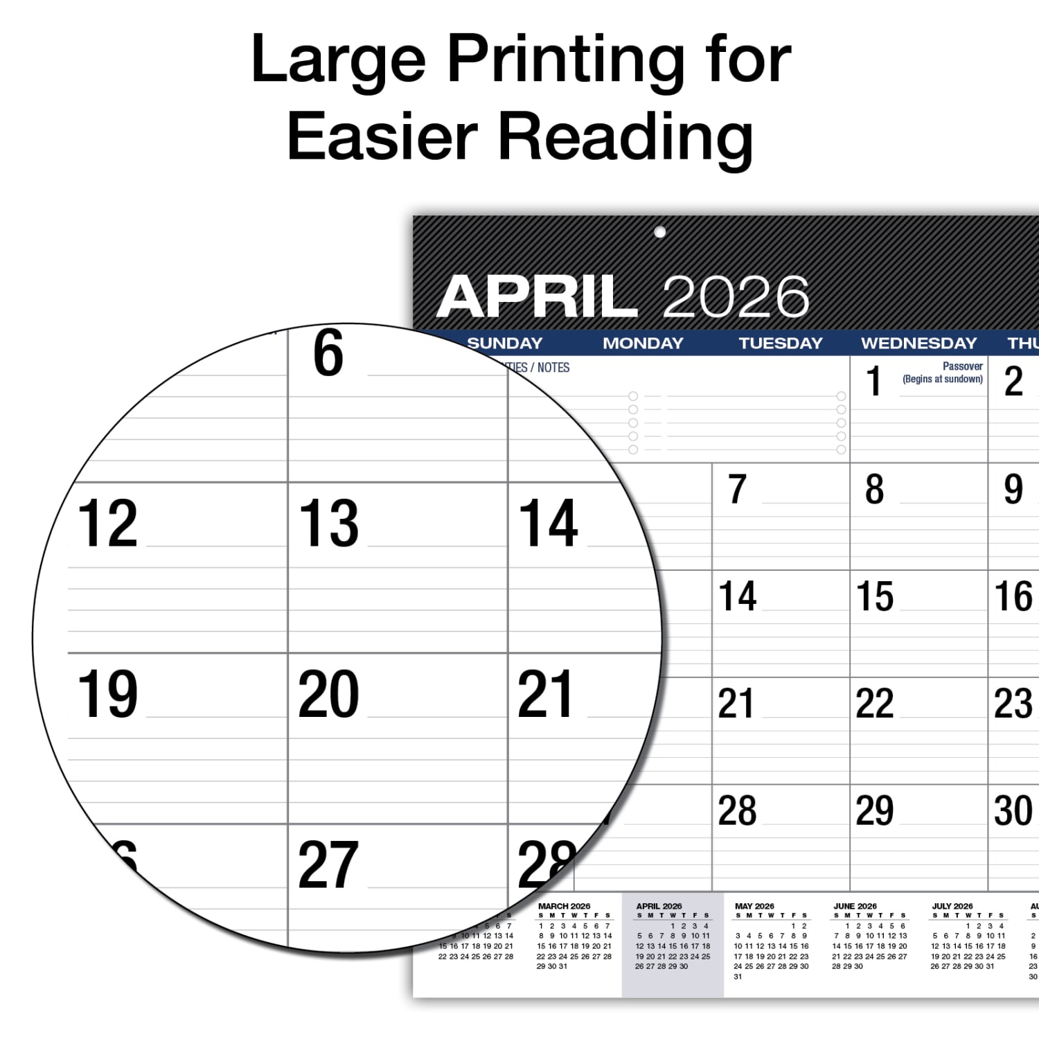 2026-2027 Excello Brands Academic Year Large Print Desk Pad Calendar, 22in x 17in, Black, April To December, Total Qty 1 - Image 4