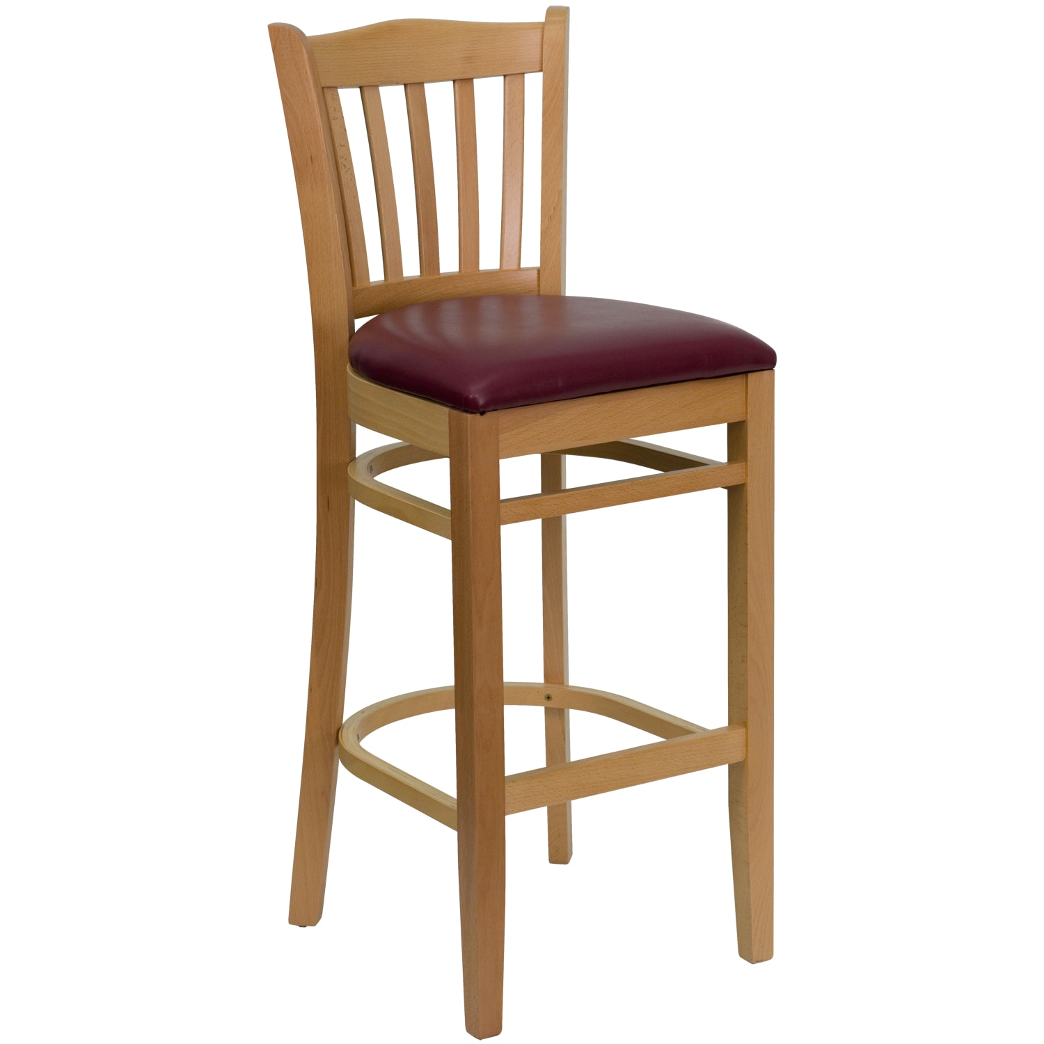 Flash Furniture Wooden/Vinyl Restaurant Barstool With Vertical Slat Back, Burgundy/Natural - Image 3