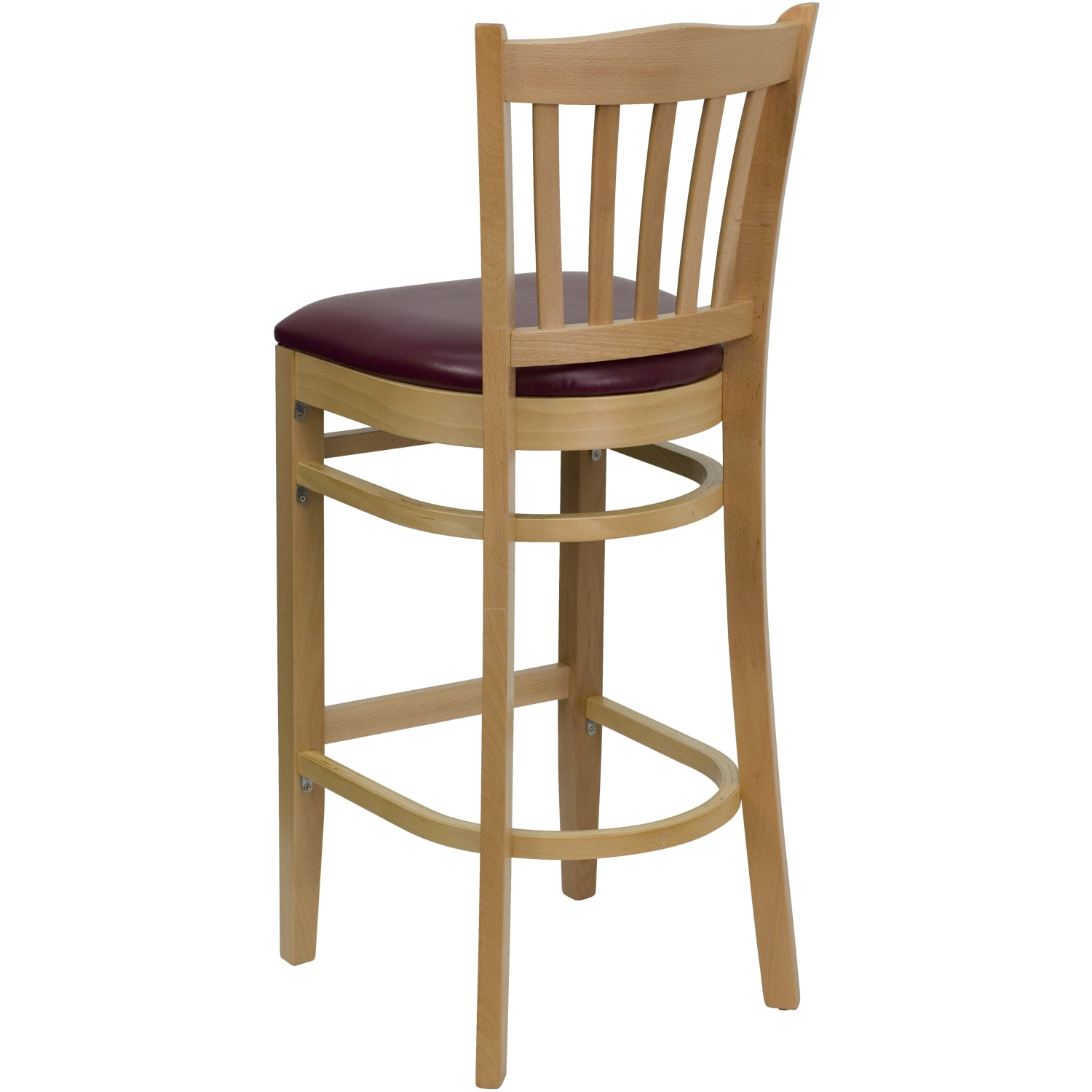 Flash Furniture Wooden/Vinyl Restaurant Barstool With Vertical Slat Back, Burgundy/Natural - Image 5