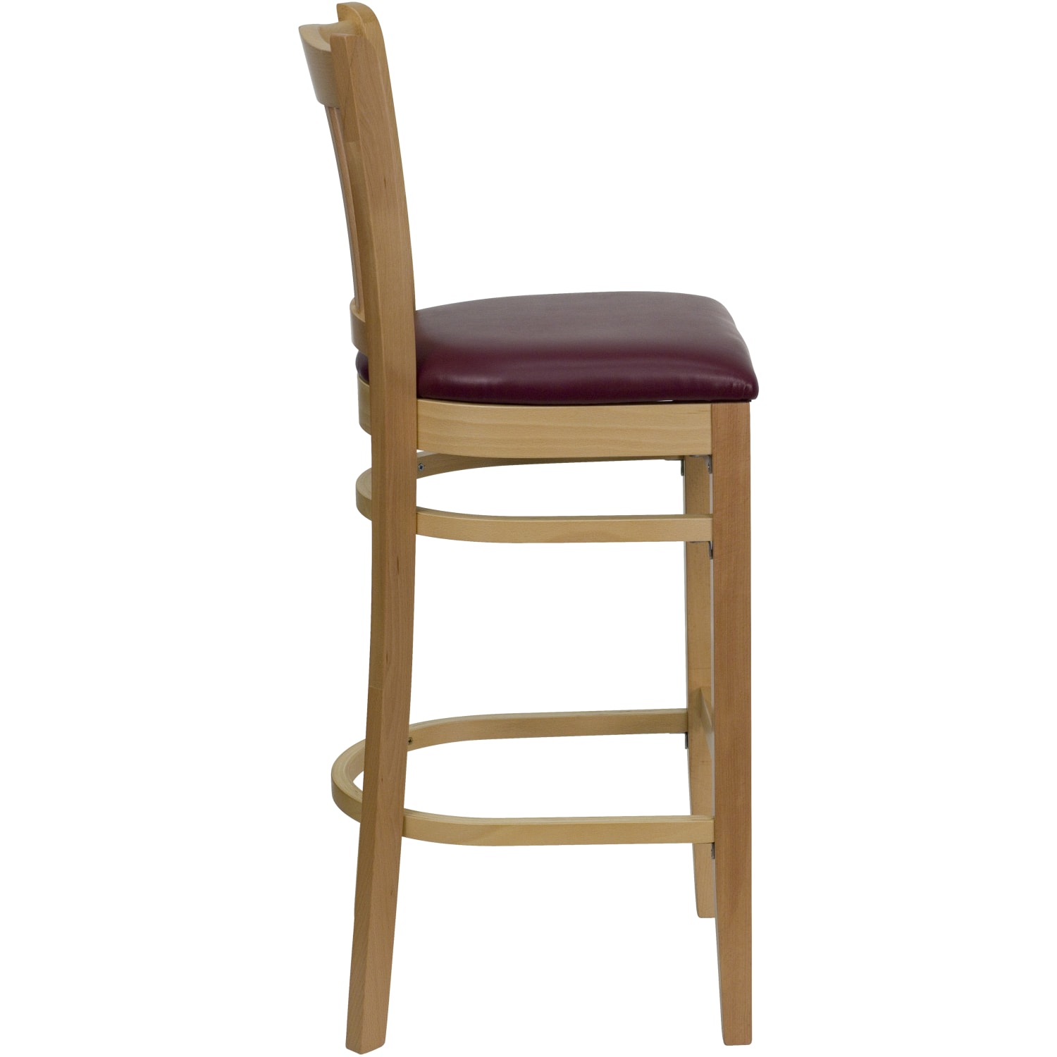 Flash Furniture Wooden/Vinyl Restaurant Barstool With Vertical Slat Back, Burgundy/Natural - Image 6