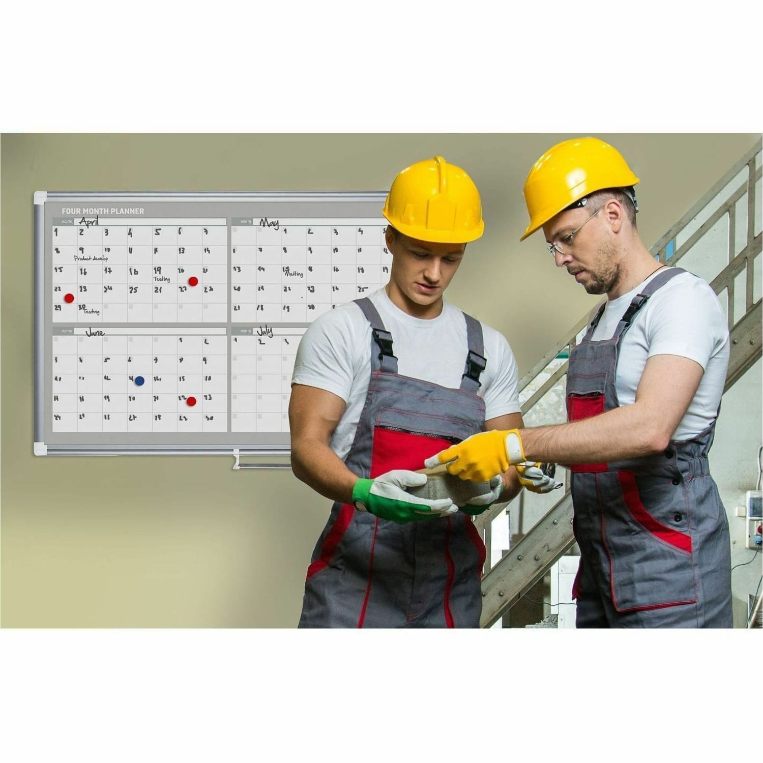 MasterVision 4-Month Magnetic Dry-Erase Planner, Monthly, 4 Month, Silver, White, Aluminum, 36inH x 48inW x - Image 5