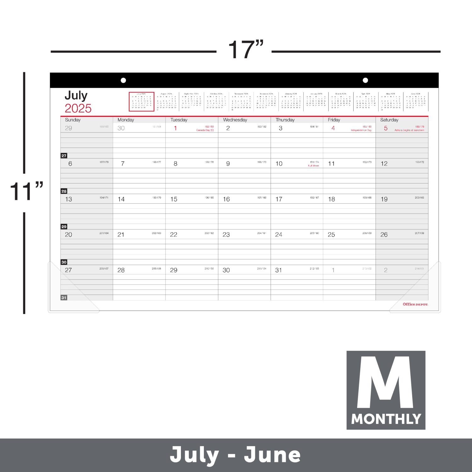 2025-2026 Office Depot Brand Monthly Academic Desk Calendar, 17-3/4in x 10-7/8in, 30% Recycled, July 2025 To June 2026 - Image 3