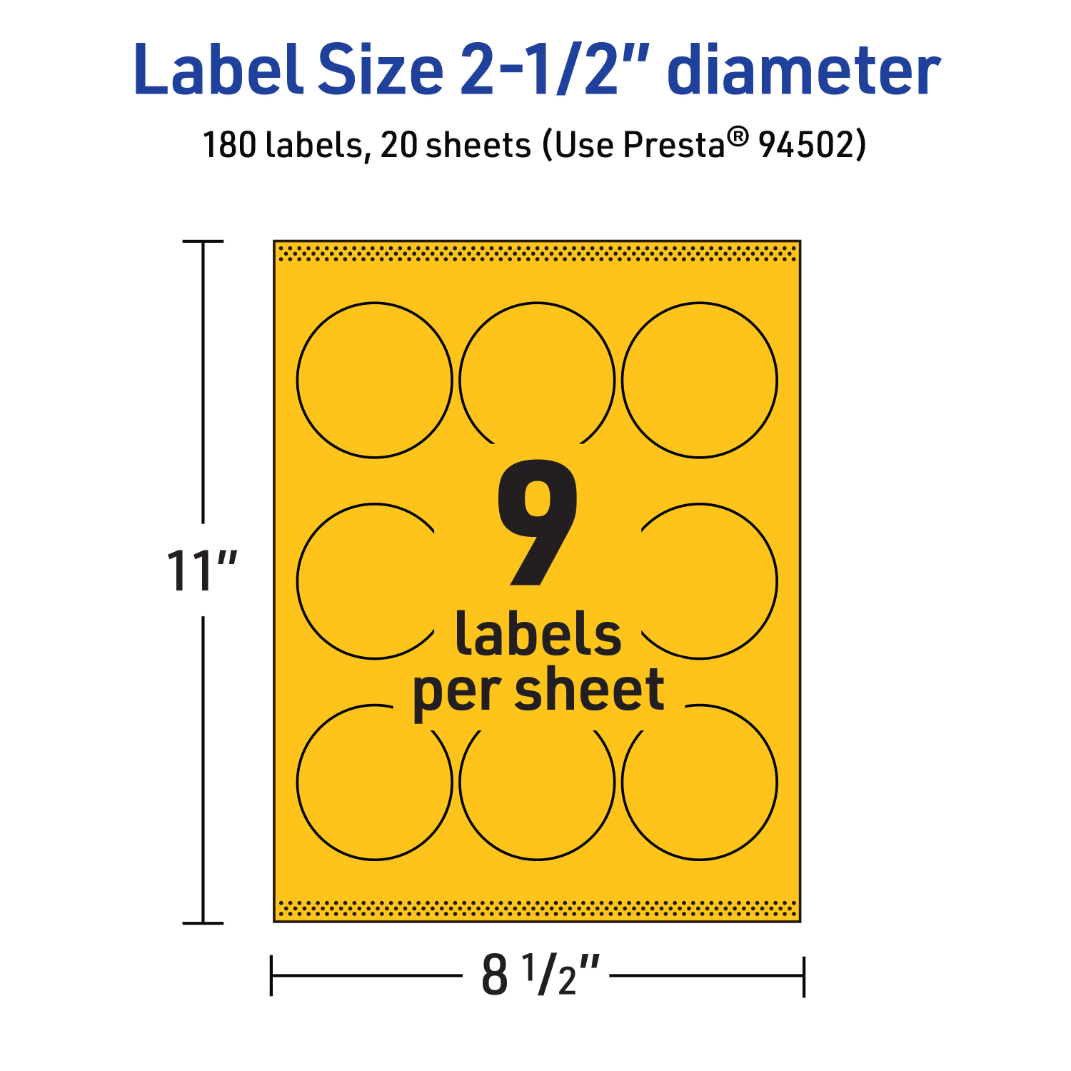 Avery Print-To-The-Edge Labels With Sure Feed Technology, 94502-BYP20, Round, 2-1/2in, Matte Bright Yellow, Pack of 180 - Image 6