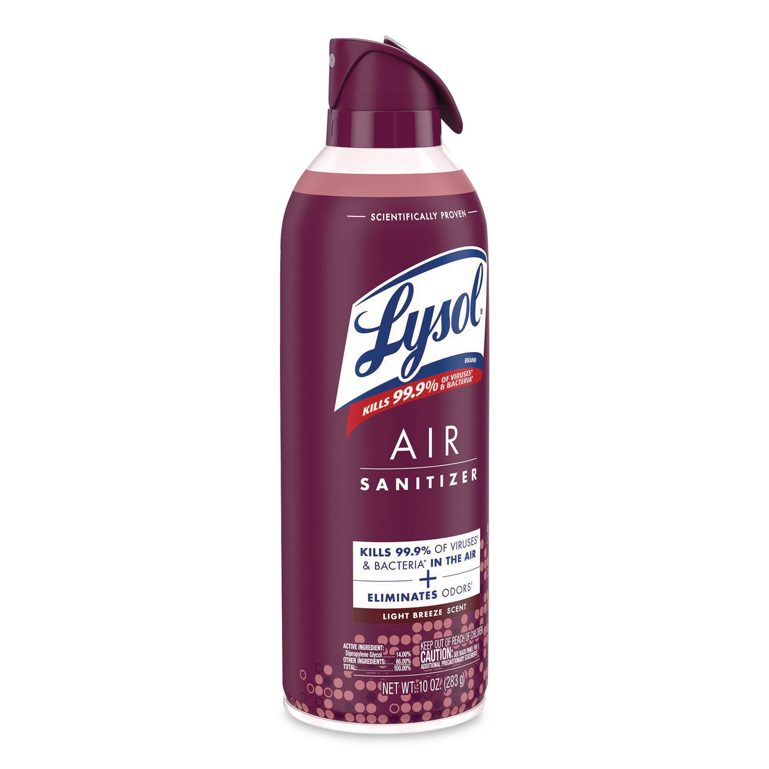 LYSOL Brand Air Sanitizer Spray, Light Breeze Scent, 10 oz Aerosol Can, 6/Carton - Image 3