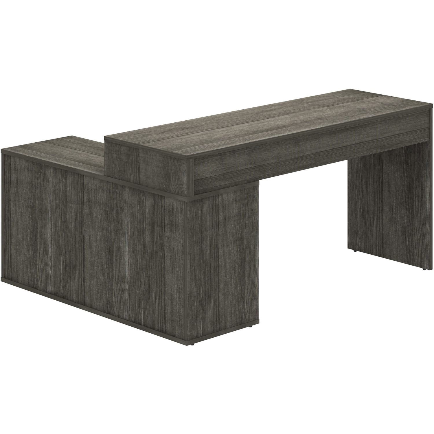 LYS L-Shape Workstation with Cabinet - Laminated L-shaped Top - 200 lb Capacity - 29.50in Height x 60in Width x 47.25in Depth - Assembly Required - Weathered Charcoal - Particleboard - 1 Each - Image 4