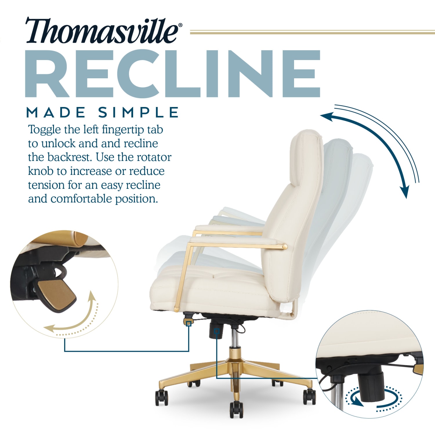 Thomasville Lyndale Ergonomic Faux Leather MidBack Office Chair Cream PopularChairscom Thomasville Lyndale Ergonomic Faux Leather Mid Back Office Chair Cream PopularChairscom