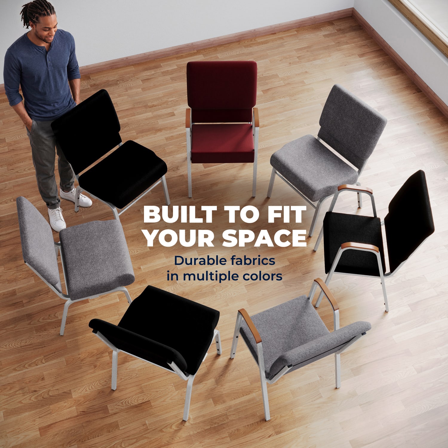 Flash Furniture HERCULES Series Stacking Wood Accent Arm Church Chair GraySilver PopularChairscom