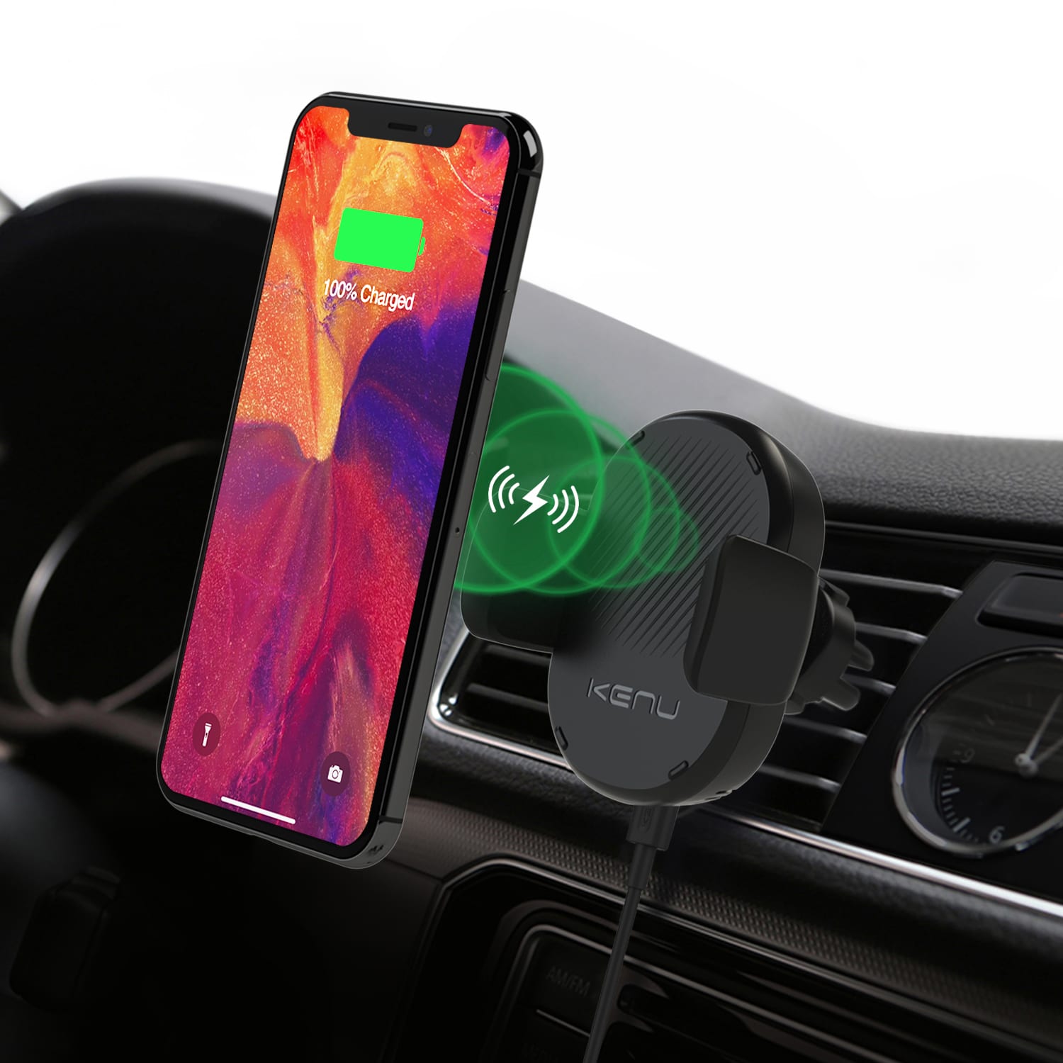 Kenu Airframe Wireless Fast-Charging Vent Mount Phone Holder, Black, AON300401 - Image 3