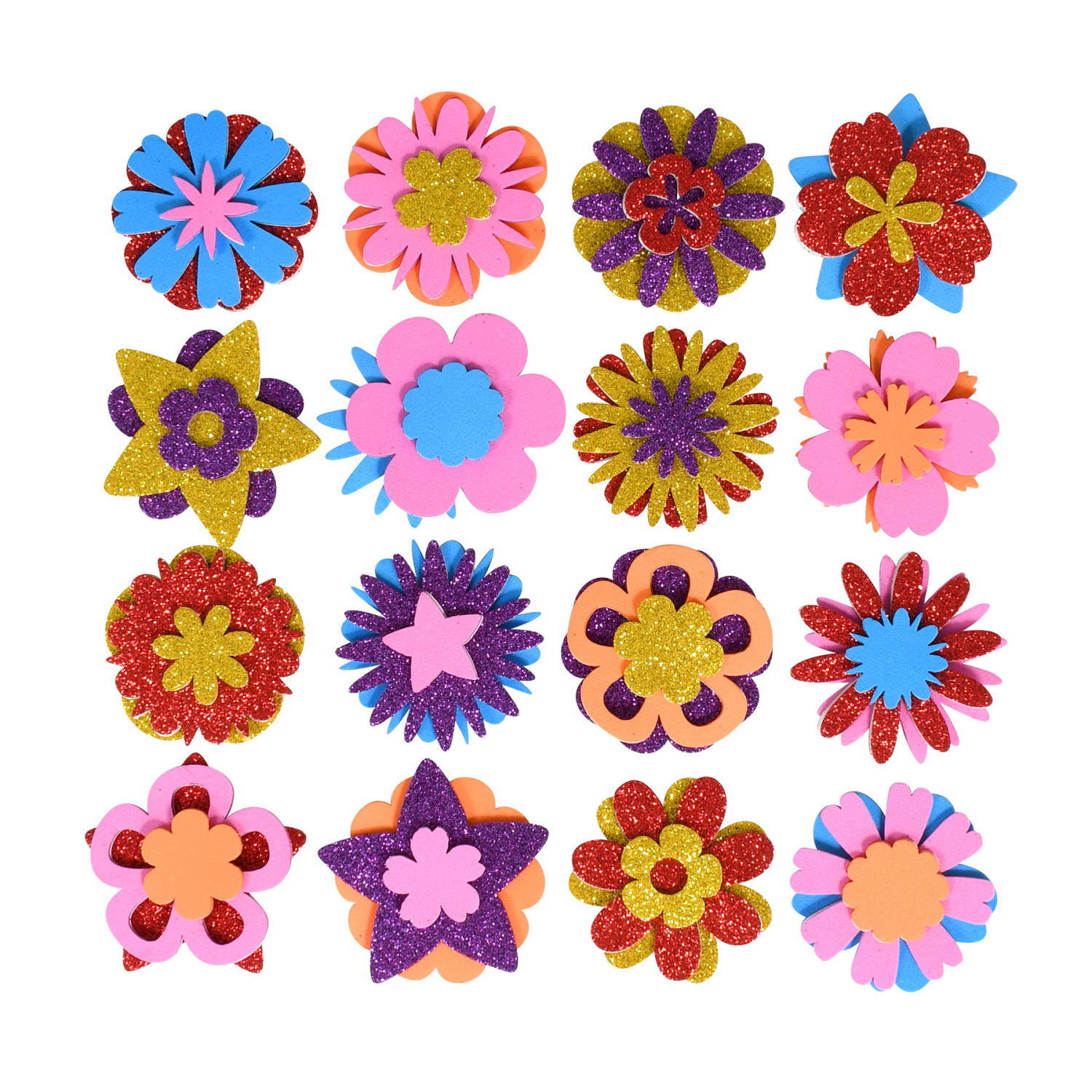 Ready 2 Learn Glitter Foam Stickers, Stacking Flowers, 144 Stickers Per Pack, Set Of 3 Packs - Image 3