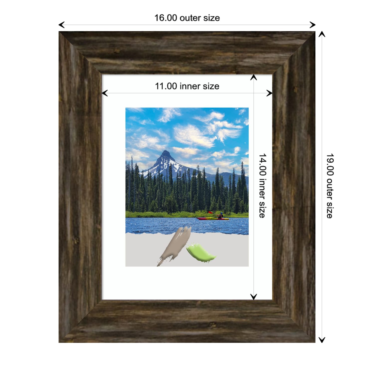 Amanti Art Fencepost Narrow Wood Picture Frame, 16in x 19in, Opening Size 11in x 14in (Matted To 8in x 10in), Brown - Image 5