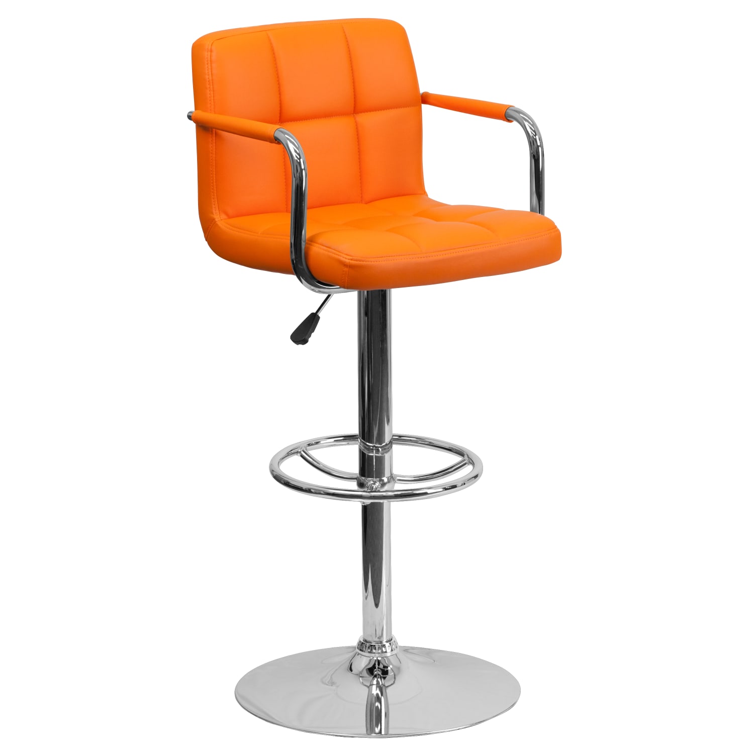 Flash Furniture Contemporary Quilted Vinyl Adjustable Height Bar Stool, Orange - Image 3