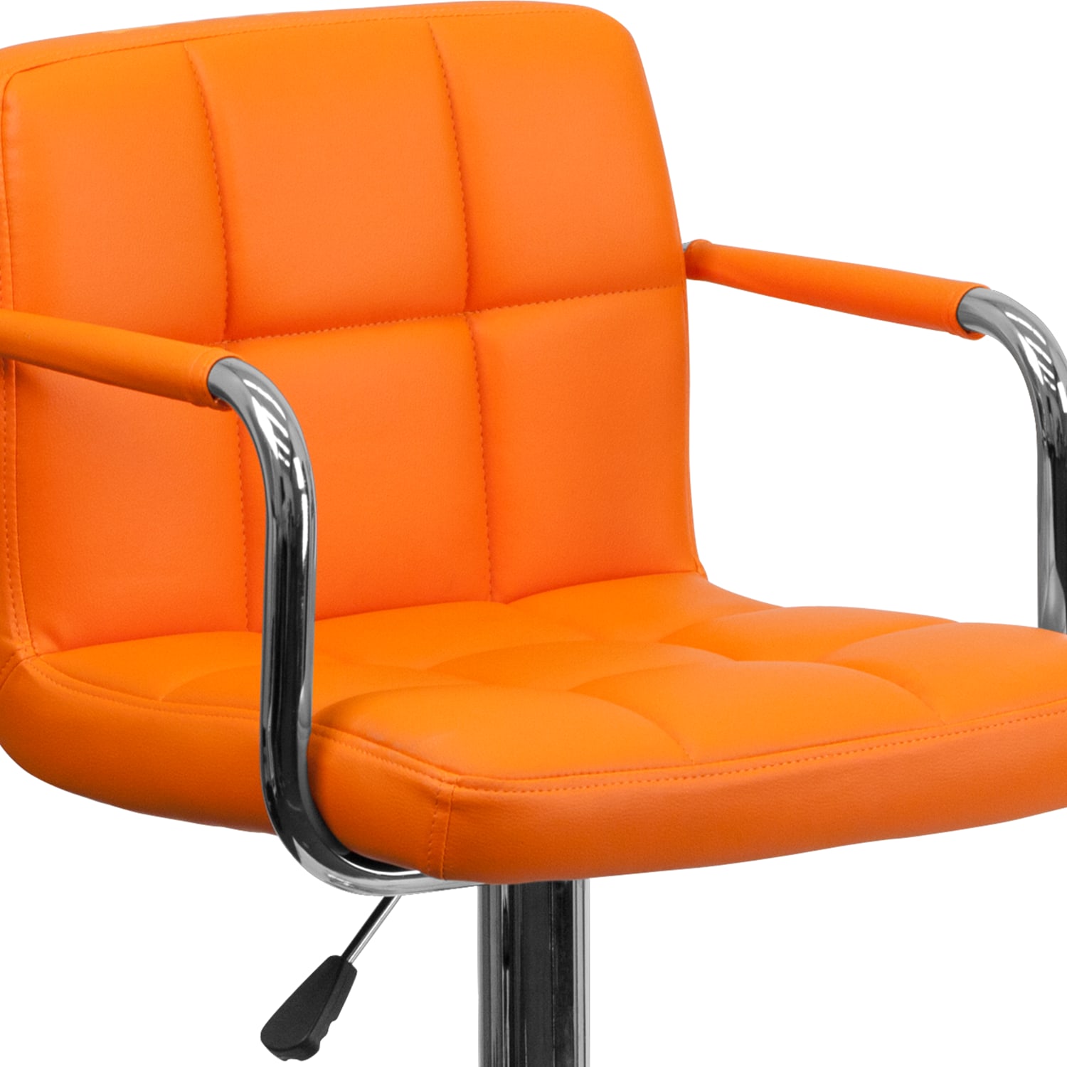 Flash Furniture Contemporary Quilted Vinyl Adjustable Height Bar Stool, Orange - Image 9