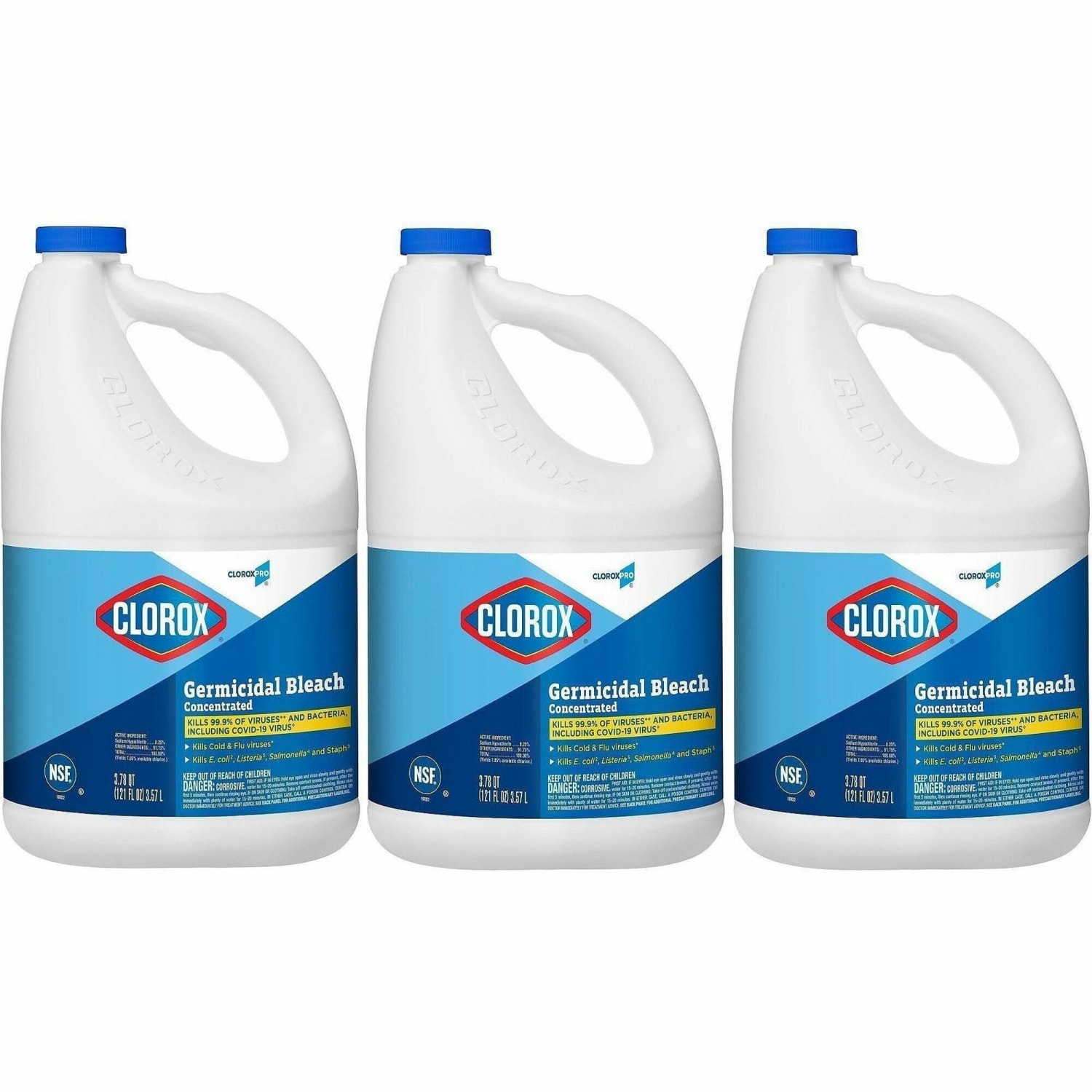 CloroxPro Germicidal Bleach - Concentrate - 121 fl oz (3.8 quart) - Recommended For: Germs Remover - Disinfectant, Deodorize - Clear - 28 / Bundle