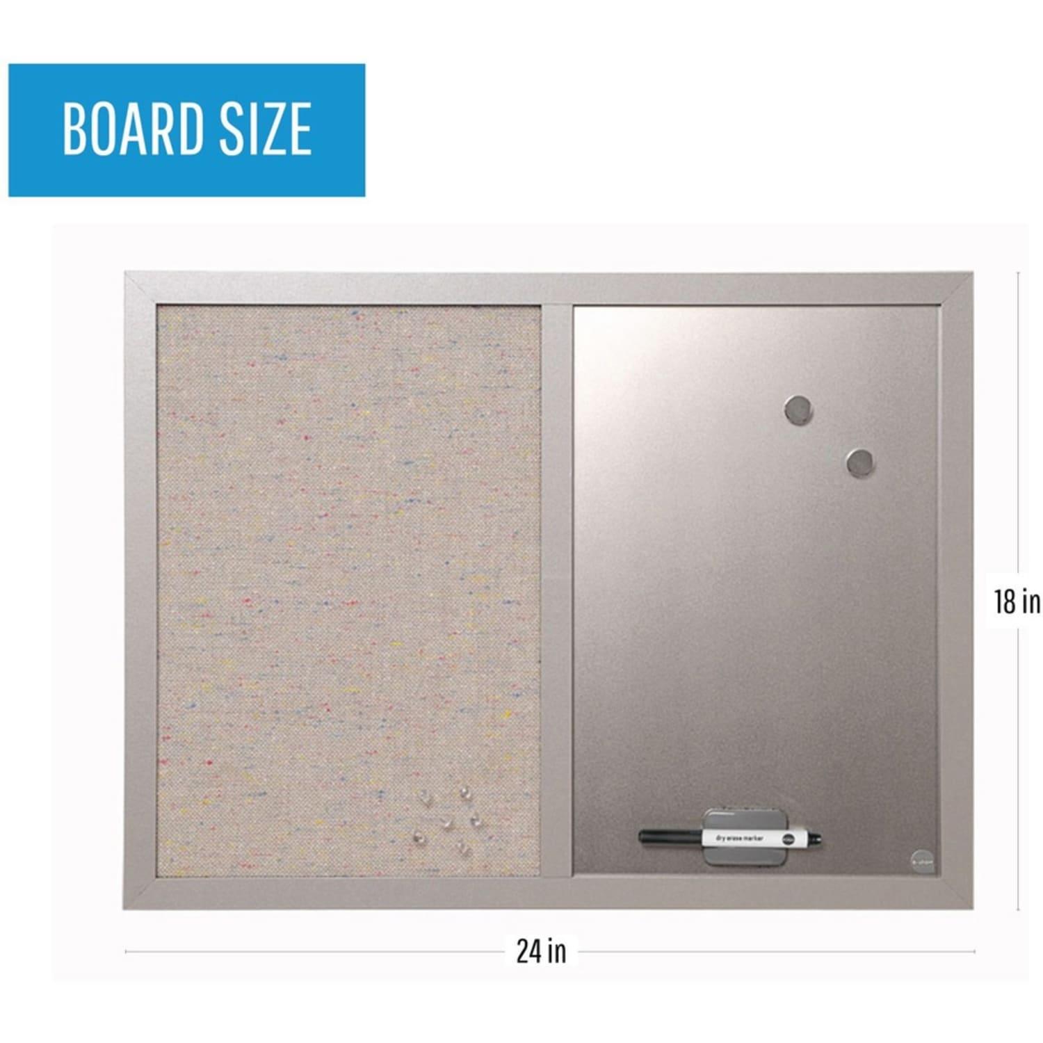 MasterVision Magentic Fabric/Non-Magnetic Dry-Erase/Bulletin Board, 18in x 24in, Gray Wood Frame - Image 6