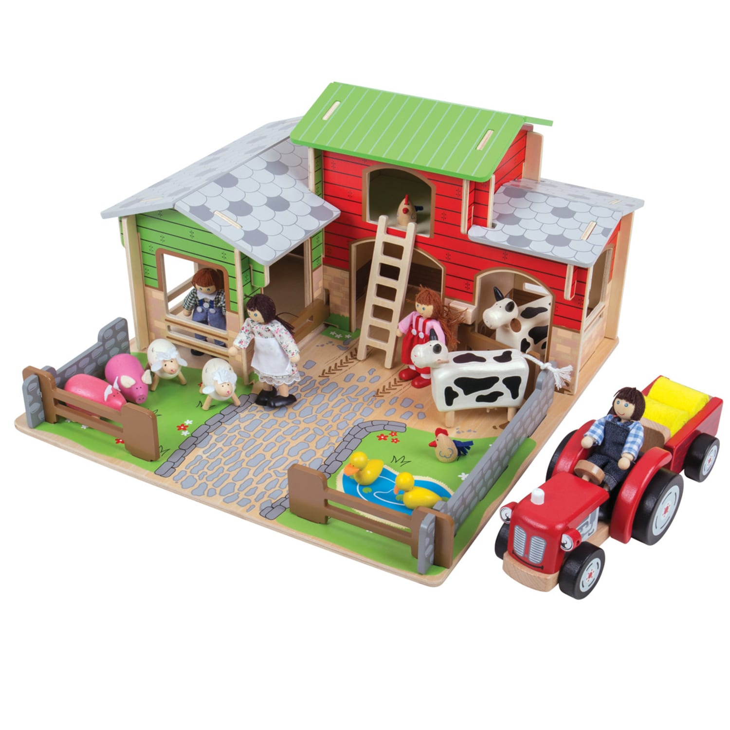 Bigjigs Toys Wooden Farm Animals, Set Of 10