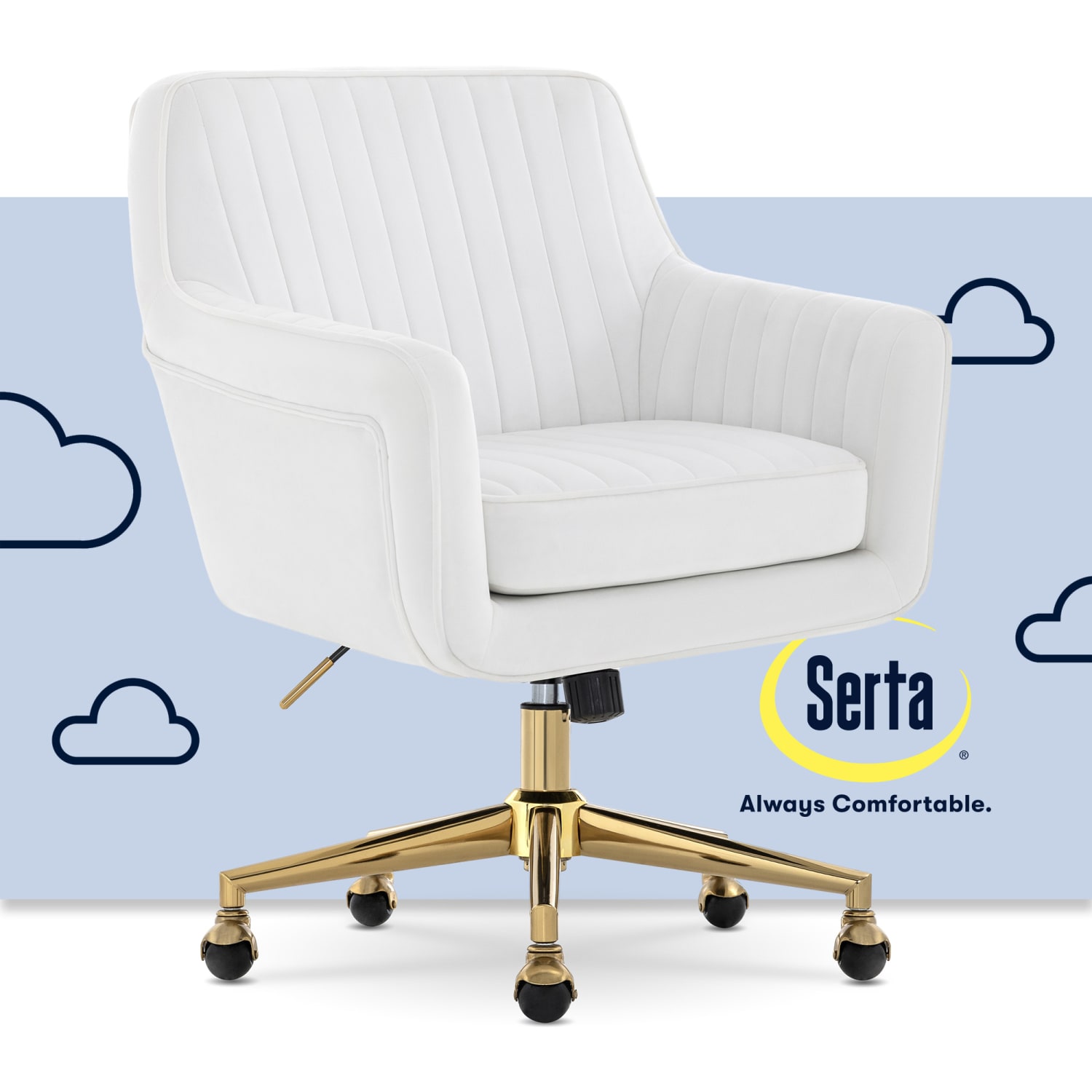 Serta Ashleigh Ergonomic Fabric Mid-Back Modern Office Chair, White - Image 3