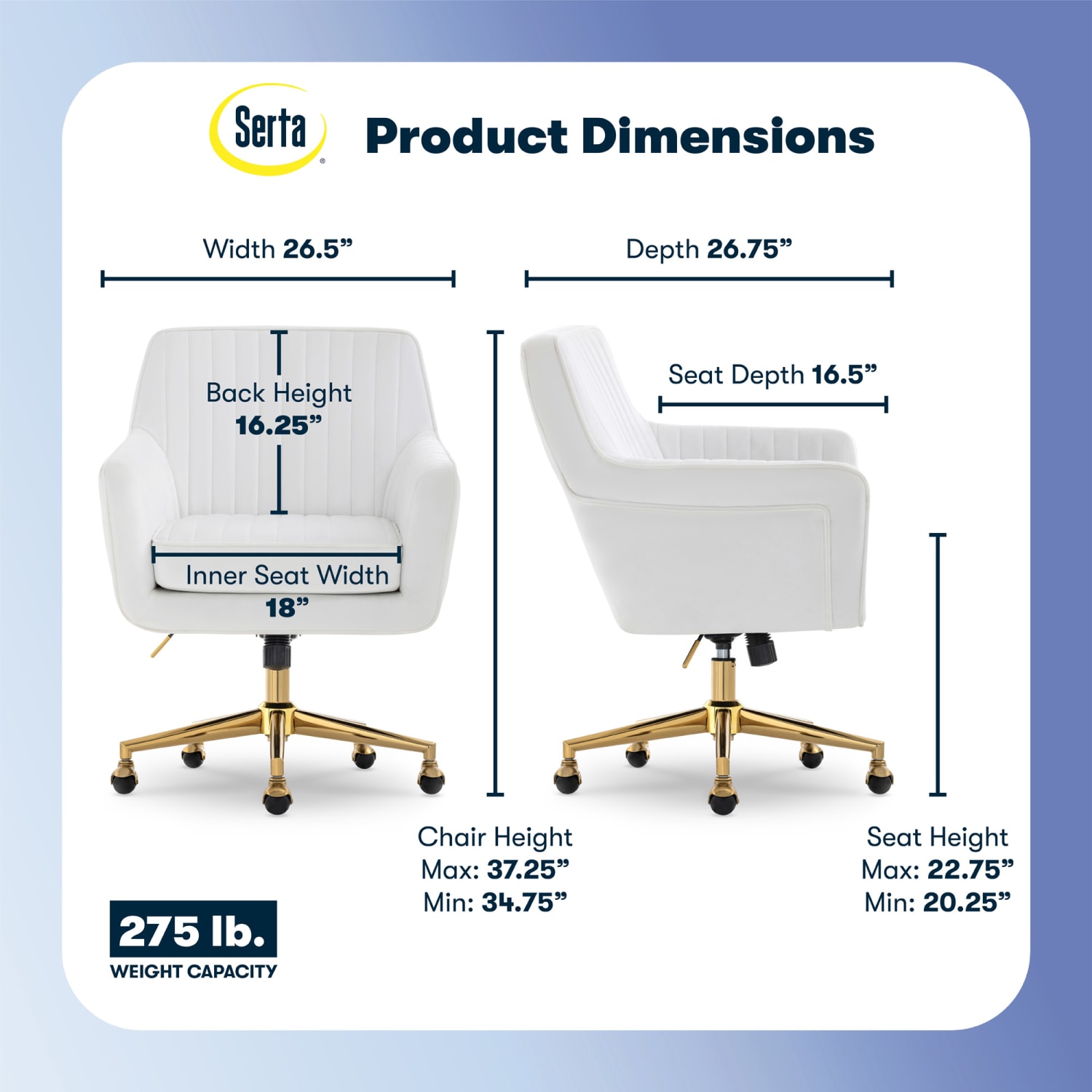 Serta Ashleigh Ergonomic Fabric Mid Back Modern Office Chair White PopularChairscom