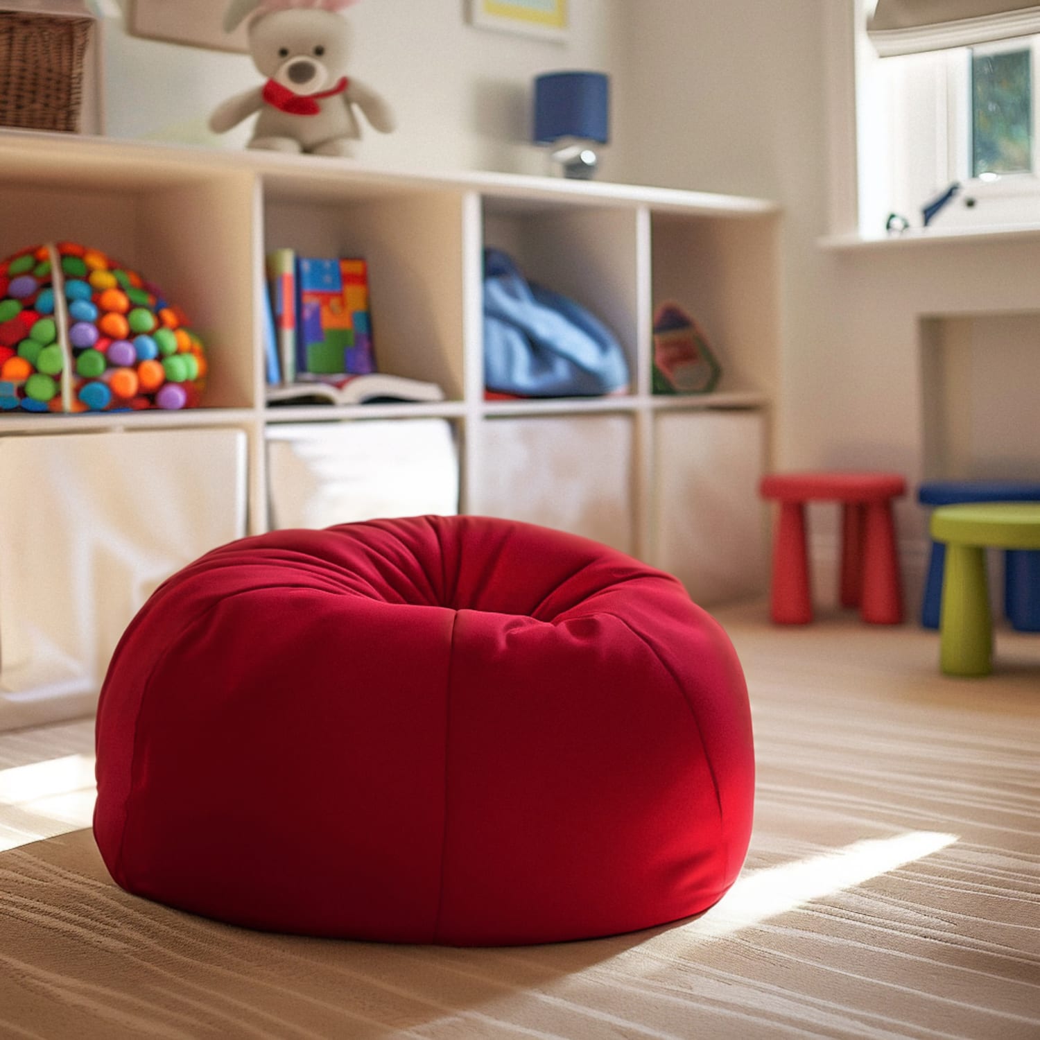 Flash Furniture Small Bean Bag Chair For Kids And Teens, Red - Image 4