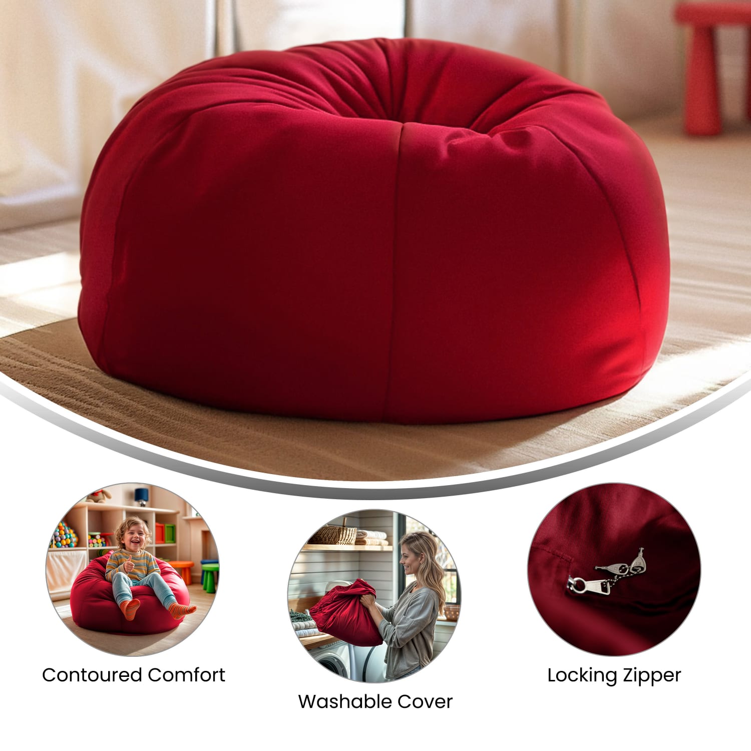 Flash Furniture Small Bean Bag Chair For Kids And Teens Red PopularChairscom