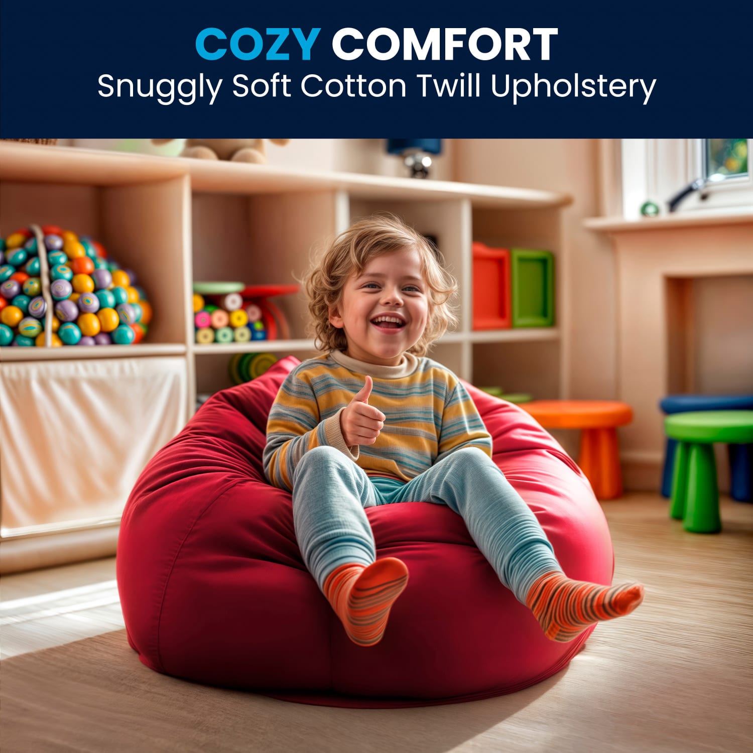 Flash Furniture Small Bean Bag Chair For Kids And Teens, Red - Image 8