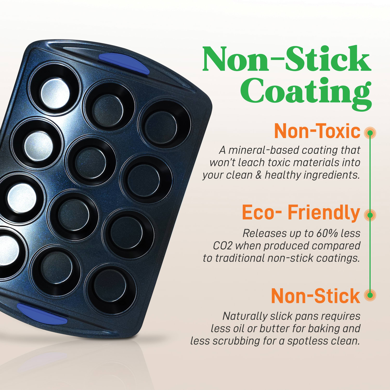 NutriChef 10-Piece Carbon Steel Nonstick Baking Pan Set With Silicone Handles, Blue - Image 6