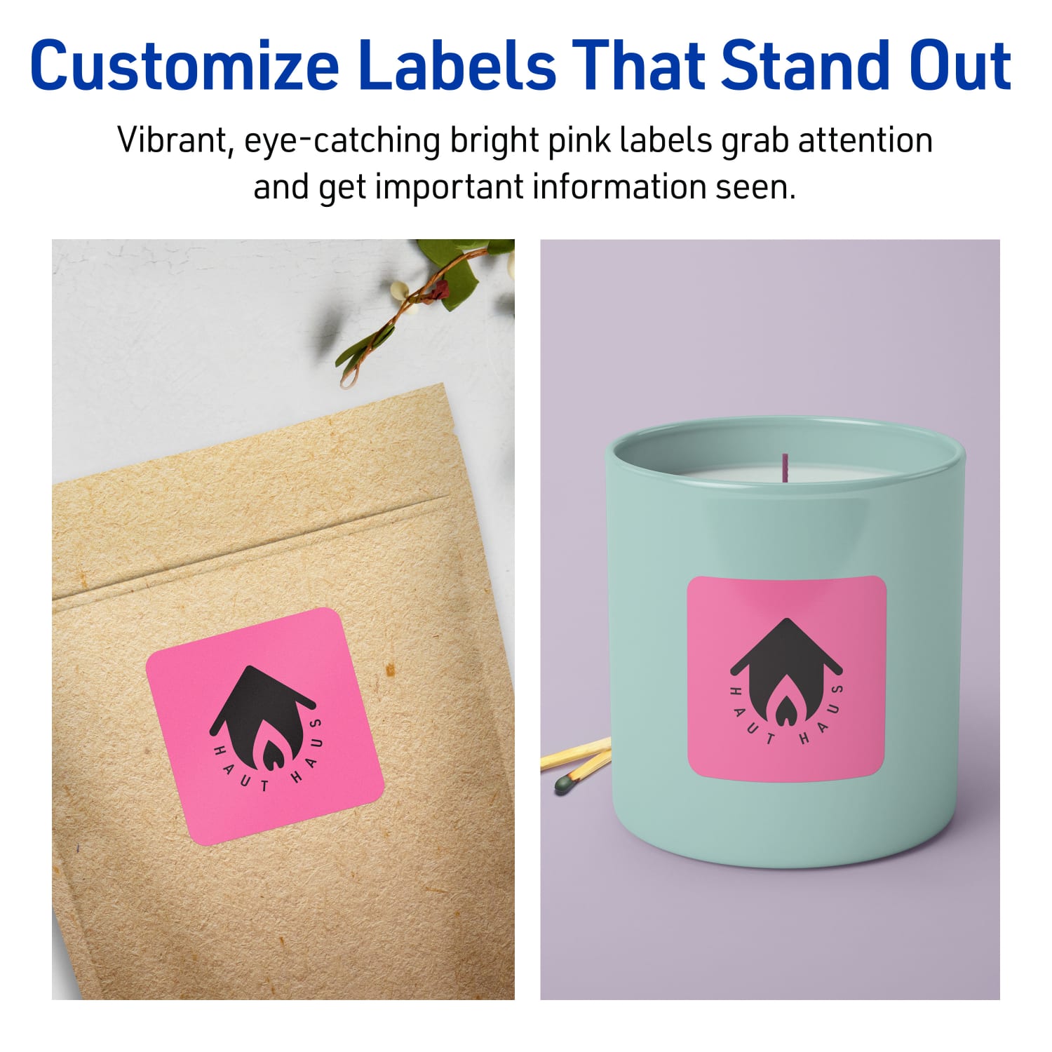 Avery Print-To-The-Edge Labels With Sure Feed Technology And Easy Peel, 94105-BPP80, Square, 2-1/8in x 2-1/8in, Matte Bright Pink, Pack of 960 - Image 4