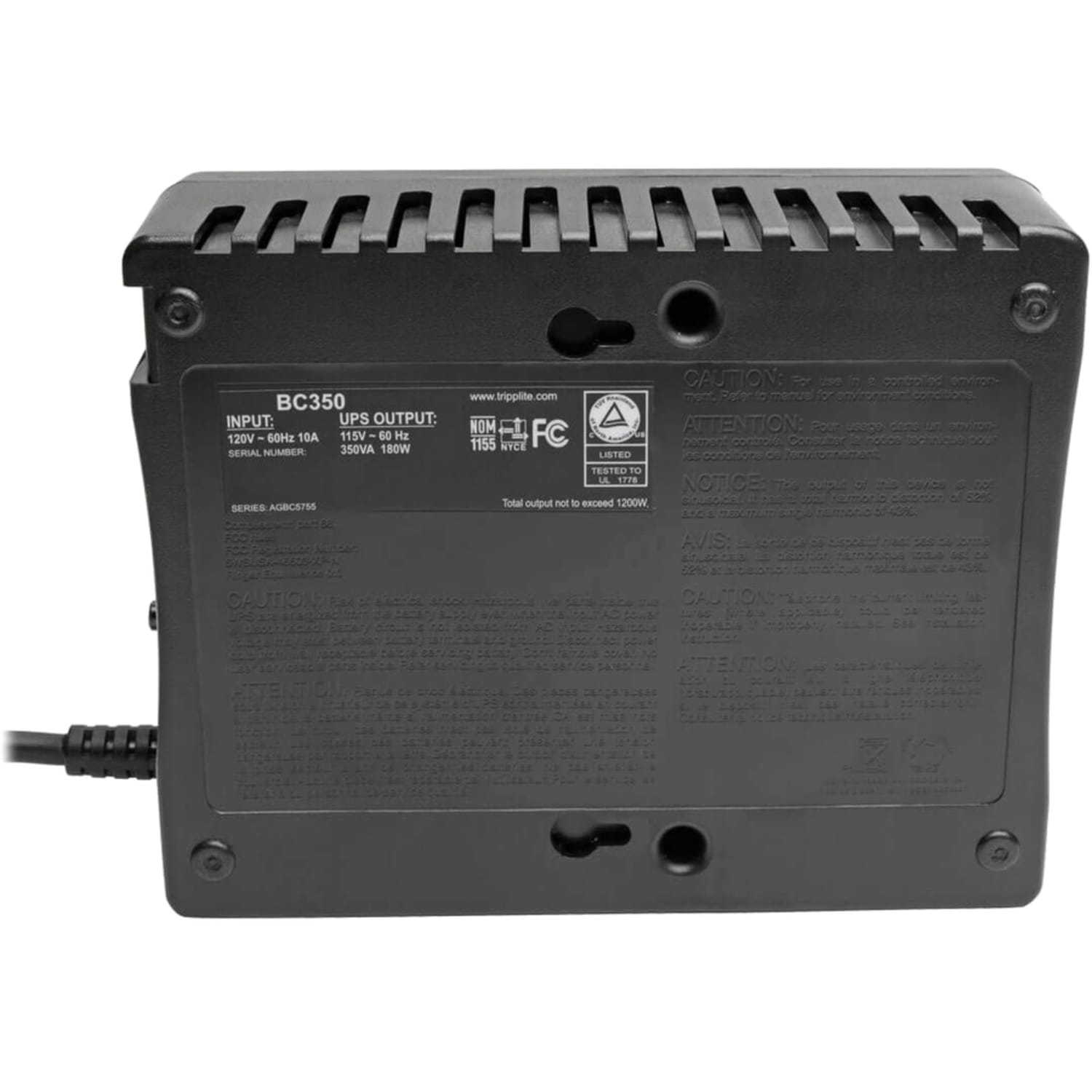 Tripp Lite BC350 Personal UPS Battery Backup, 350VA/180 Watt - Image 4