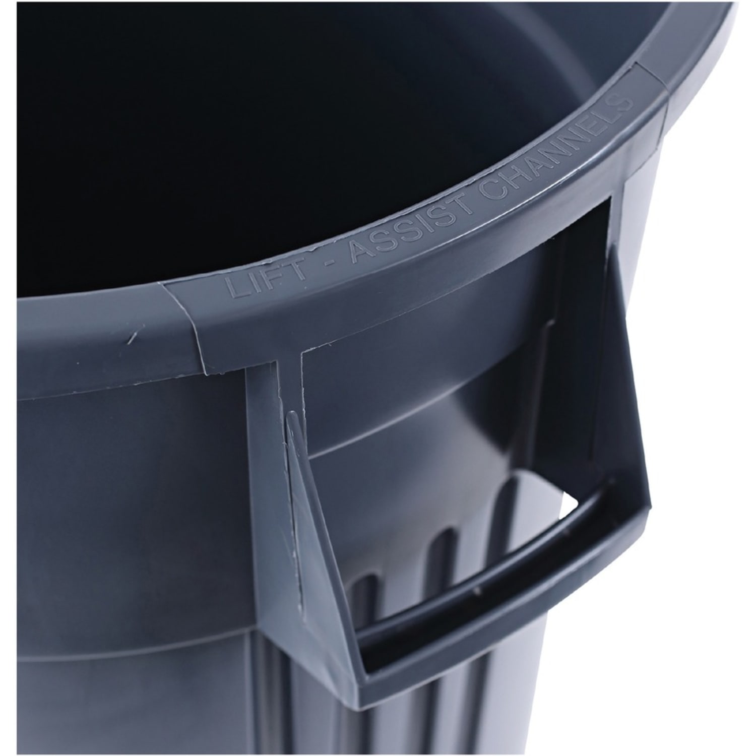 Genuine Joe 44-gallon Heavy-duty Trash Container - 44 gal Capacity - Heavy Duty, Handle - 24in Height x 31.5in Width x 24in Depth - Gray - 1 Each - Image 3