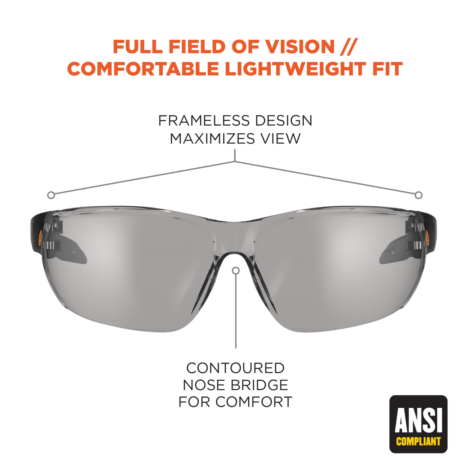 Ergodyne Skullerz VALI Frameless Safety Glasses, One Size, Matte Black Frames, Anti-Fog Indoor/Outdoor Lens - Image 3