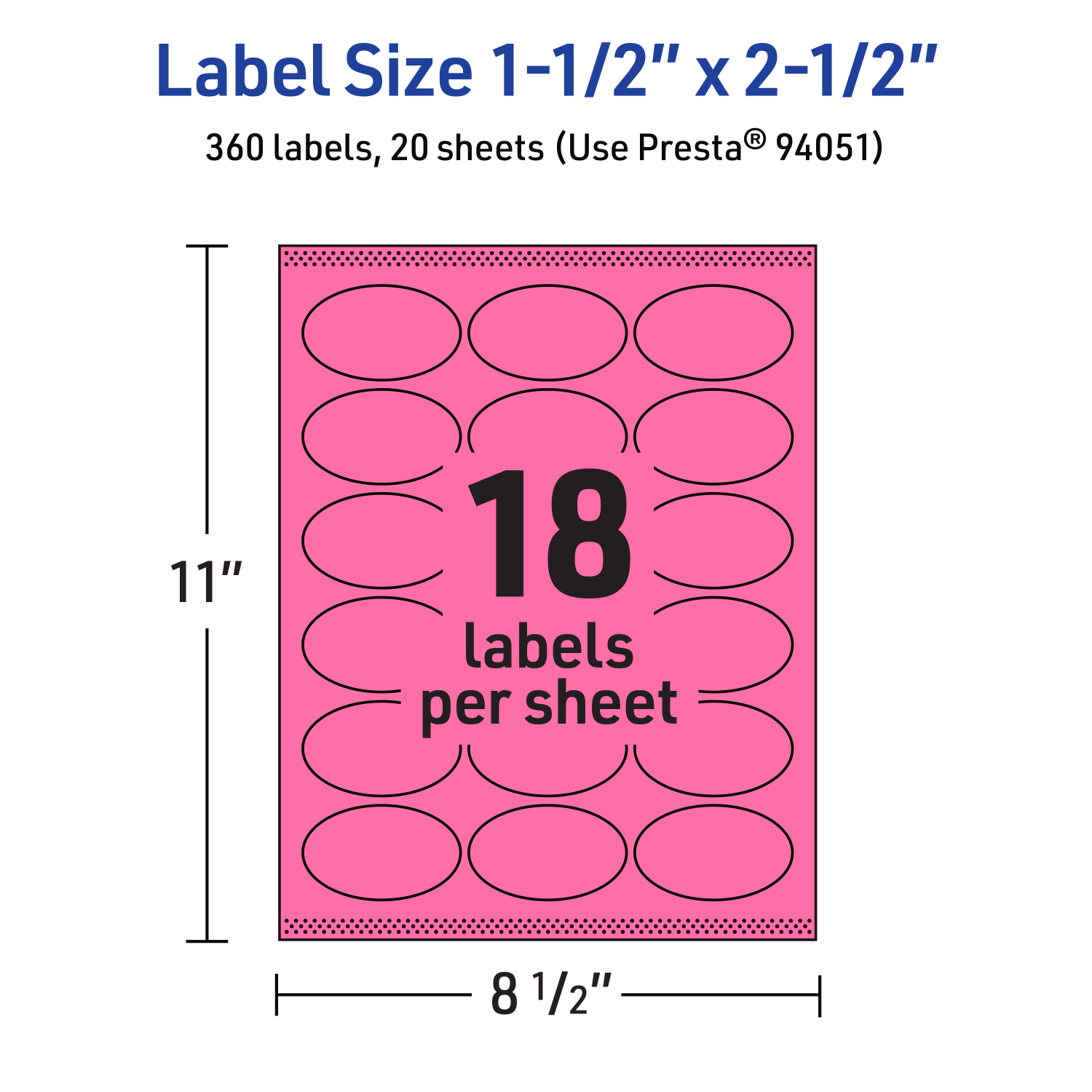 Avery Printable Labels With Sure Feed Technology, 94051-BPP20, Oval, 1-1/2in x 2-1/2in, Matte Bright Pink, Pack of 360 - Image 6