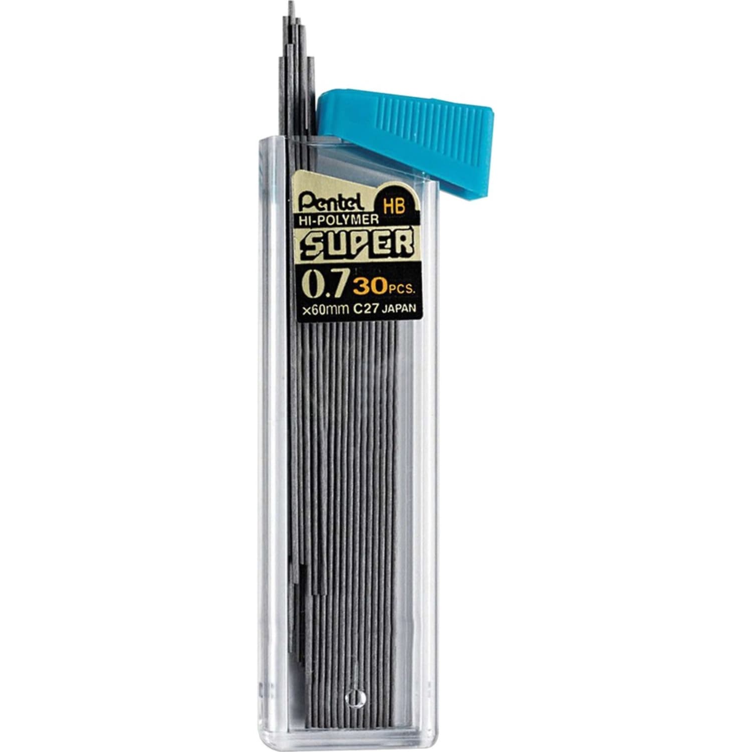 Pentel Super Hi-Polymer Leads - 0.7 mm , Medium Point - HB - Black Lead - 30 Tube - 12 / Box - Image 3