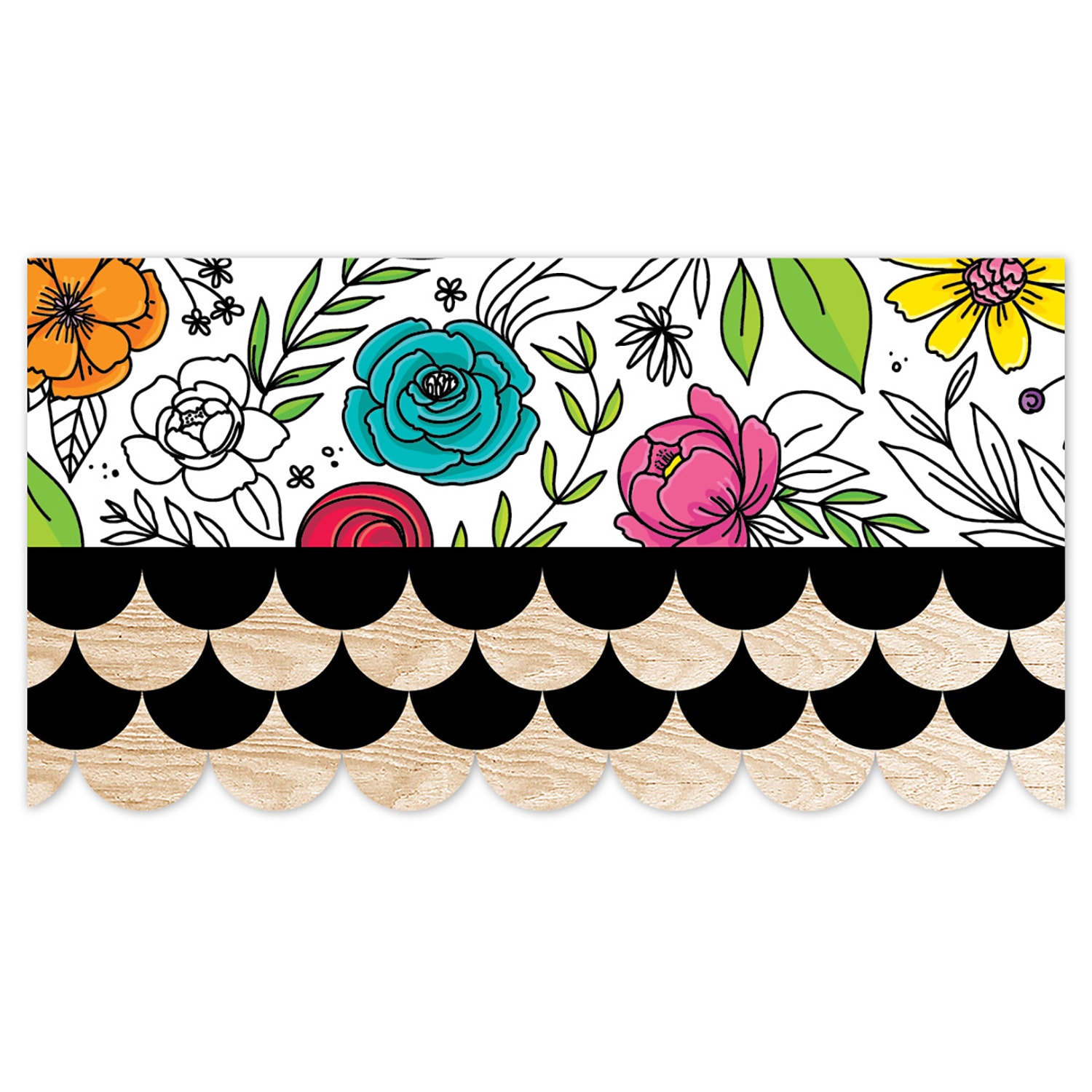 Creative Teaching Press Scallops EZ Borders, Black/Wood, 24 Borders Per Pack, Set Of 3 Packs - Image 5