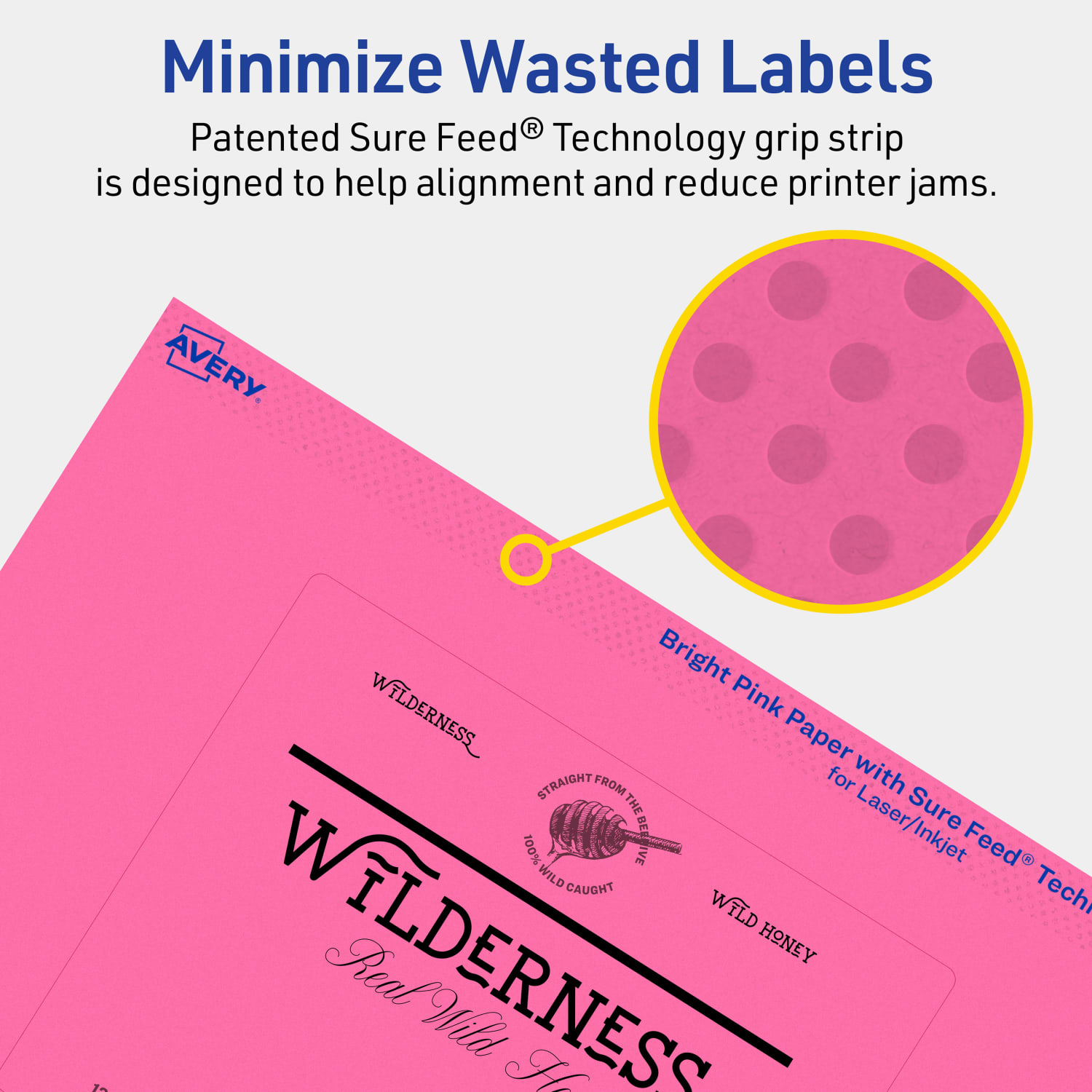 Avery Print-To-The-Edge Labels With Sure Feed Technology, 94253-BPP20, Rectangle, 4in x 5in, Matte Bright Pink, Pack of 40 - Image 5