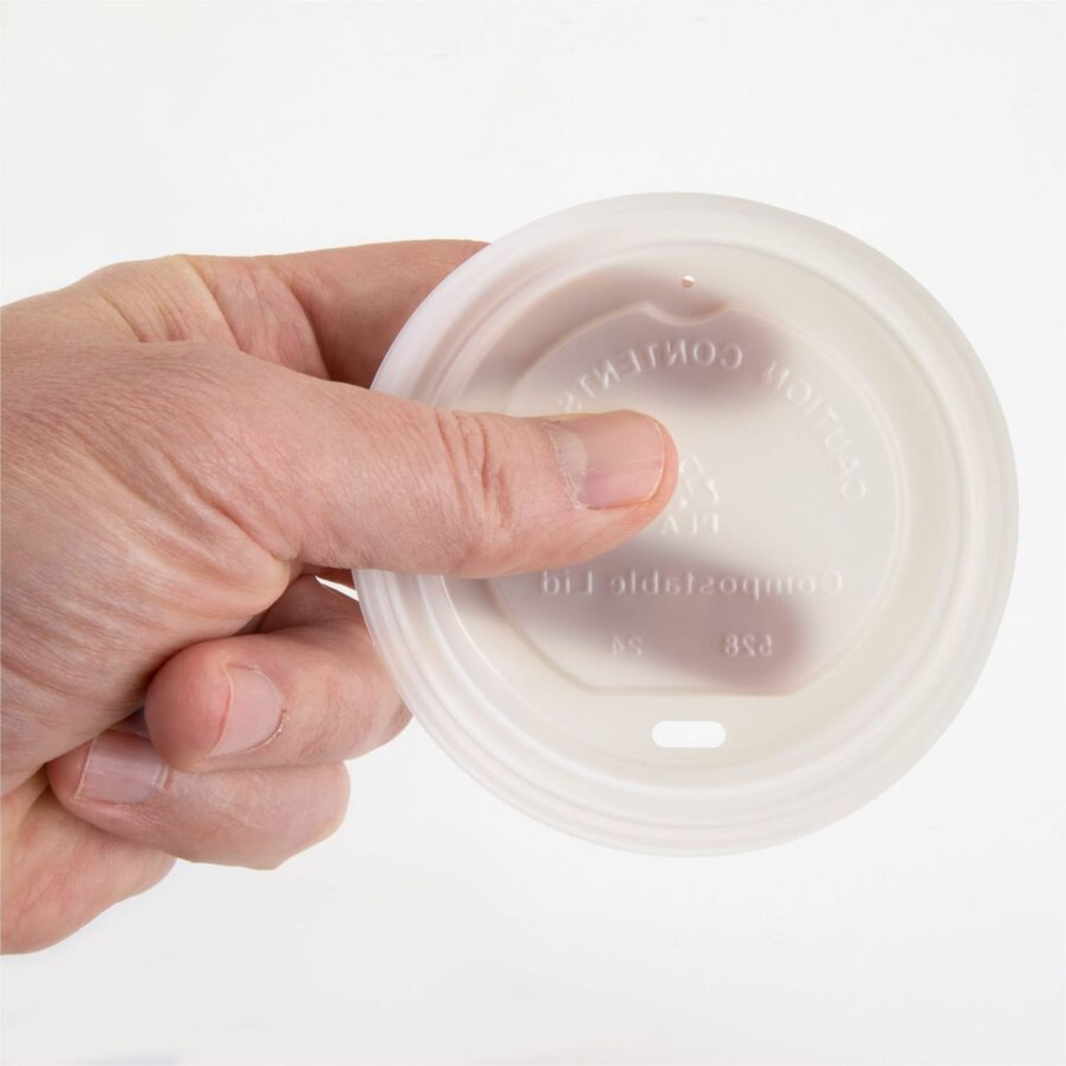 Genuine Joe Vented Hot Cup Lid - Polystyrene - White - 50 / Pack - Image 3