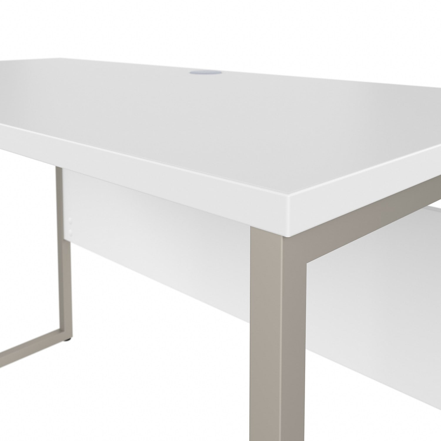 Bush Business Furniture Hybrid 48inW x 24inD Computer Table Desk With Metal Legs, White, Standard Delivery - Image 6