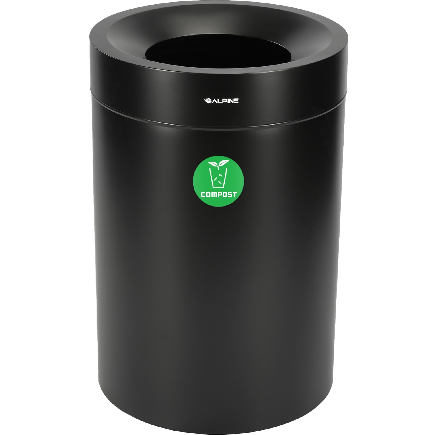 Alpine Industries Stainless Steel Compost Can, 50 Gallon, Black