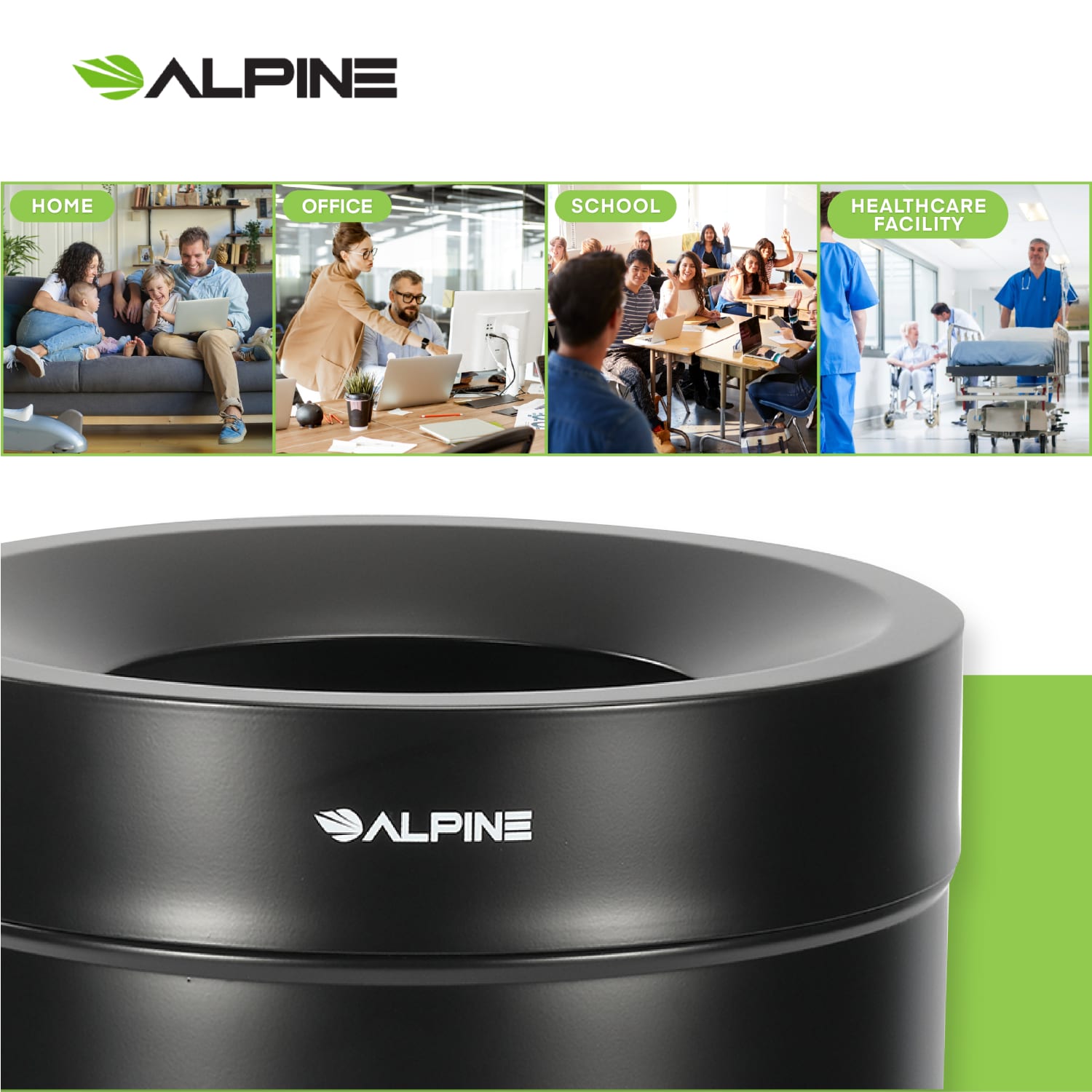 Alpine Industries Stainless Steel Compost Can, 50 Gallon, Black - Image 4