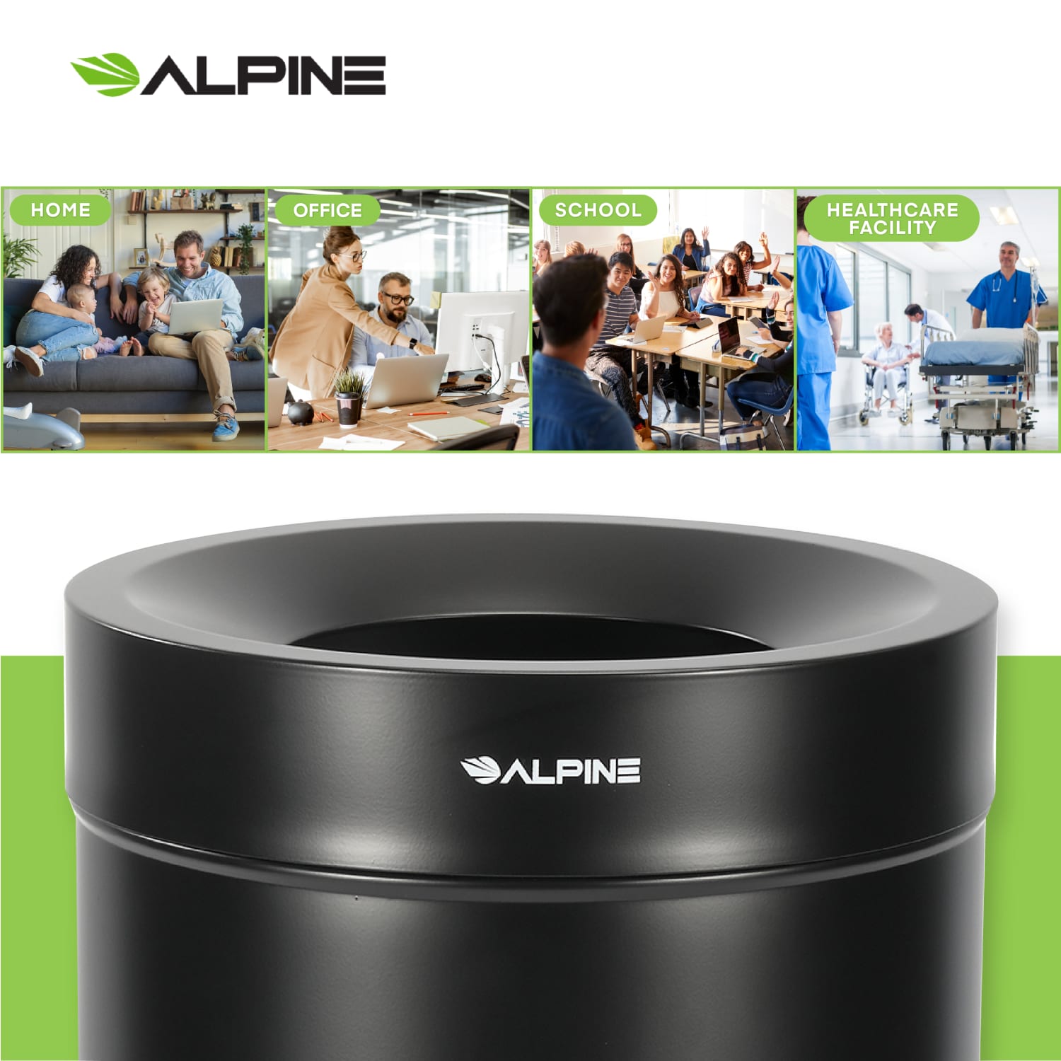 Alpine Industries Stainless Steel Compost Can, 50 Gallon, Black - Image 6