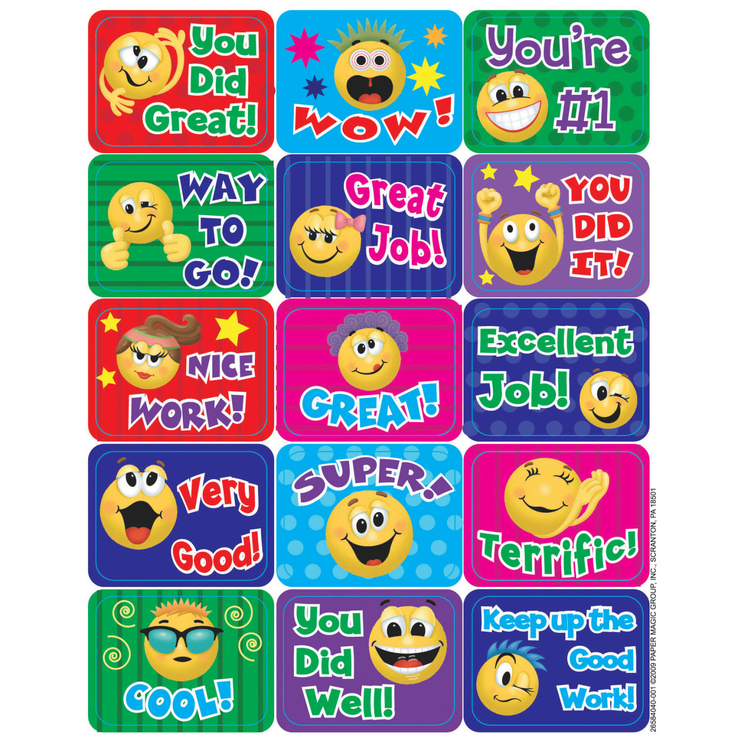 Eureka Success Stickers, Emoticons, 120 Stickers Per Pack, Set Of 12 Packs - Image 3