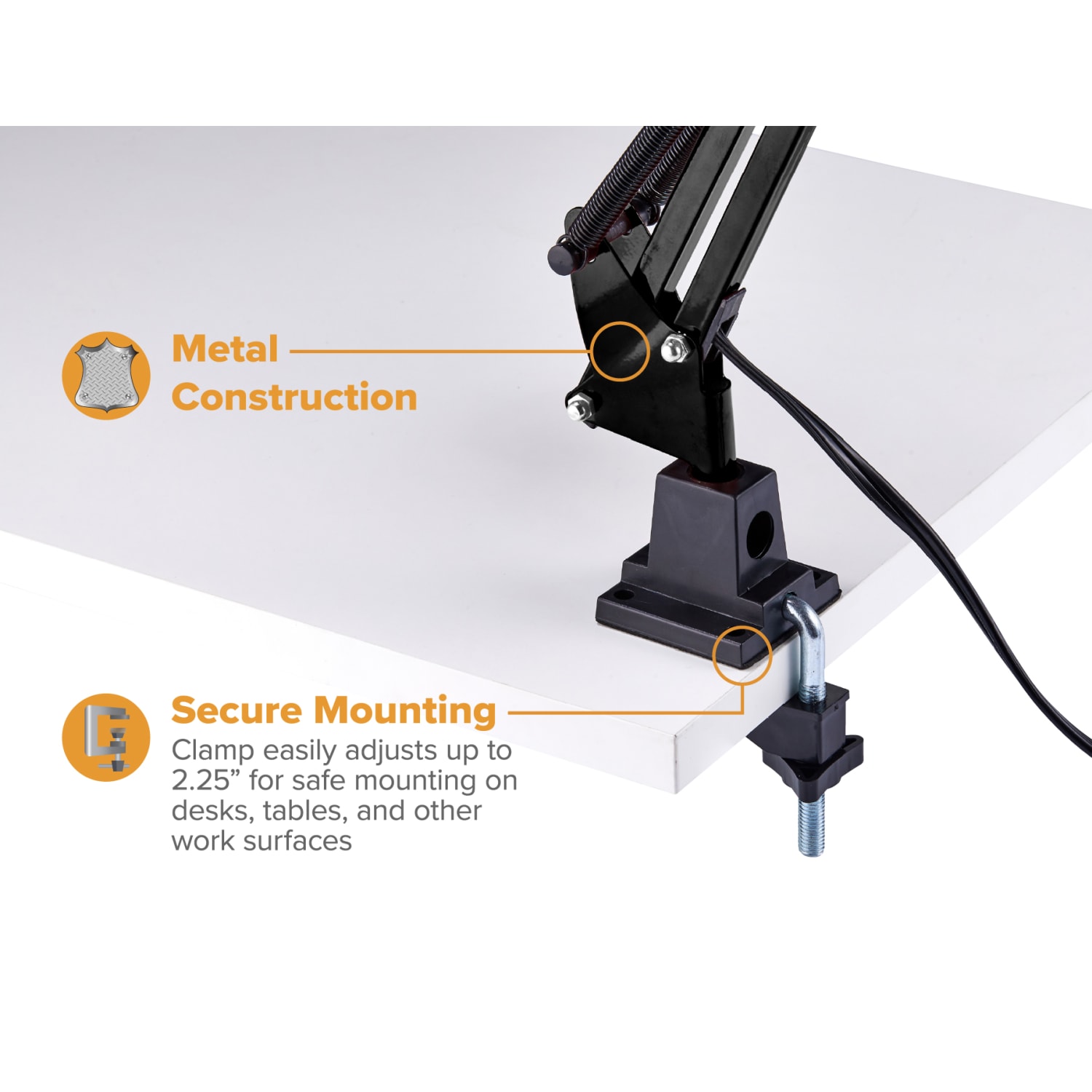Bostitch Swing Arm LED Desk Lamp With Clamp, 36inH, Black - Image 6