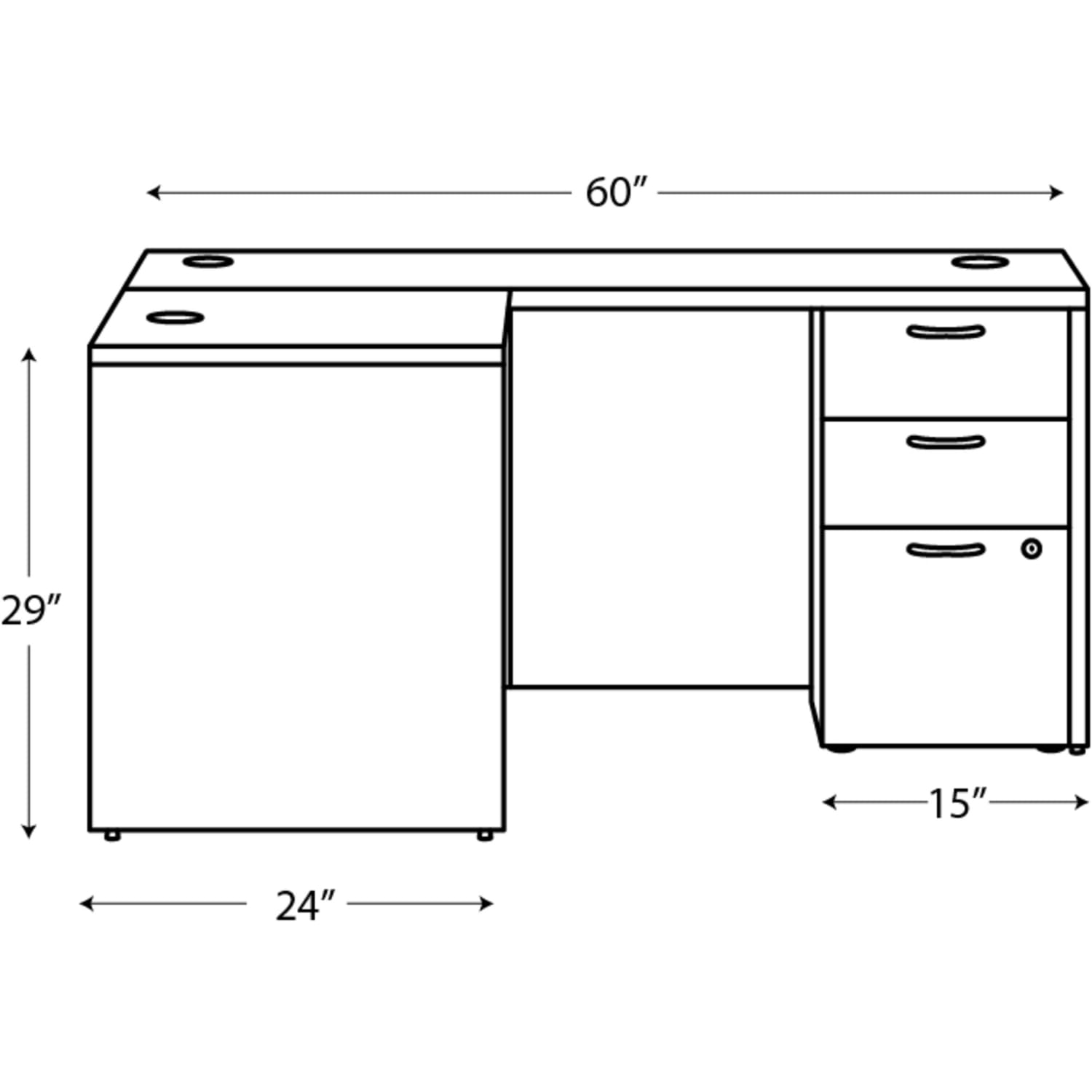 HON Mod 60inW L-Station Computer Desk With Single Pedestal, Mahogany - Image 5