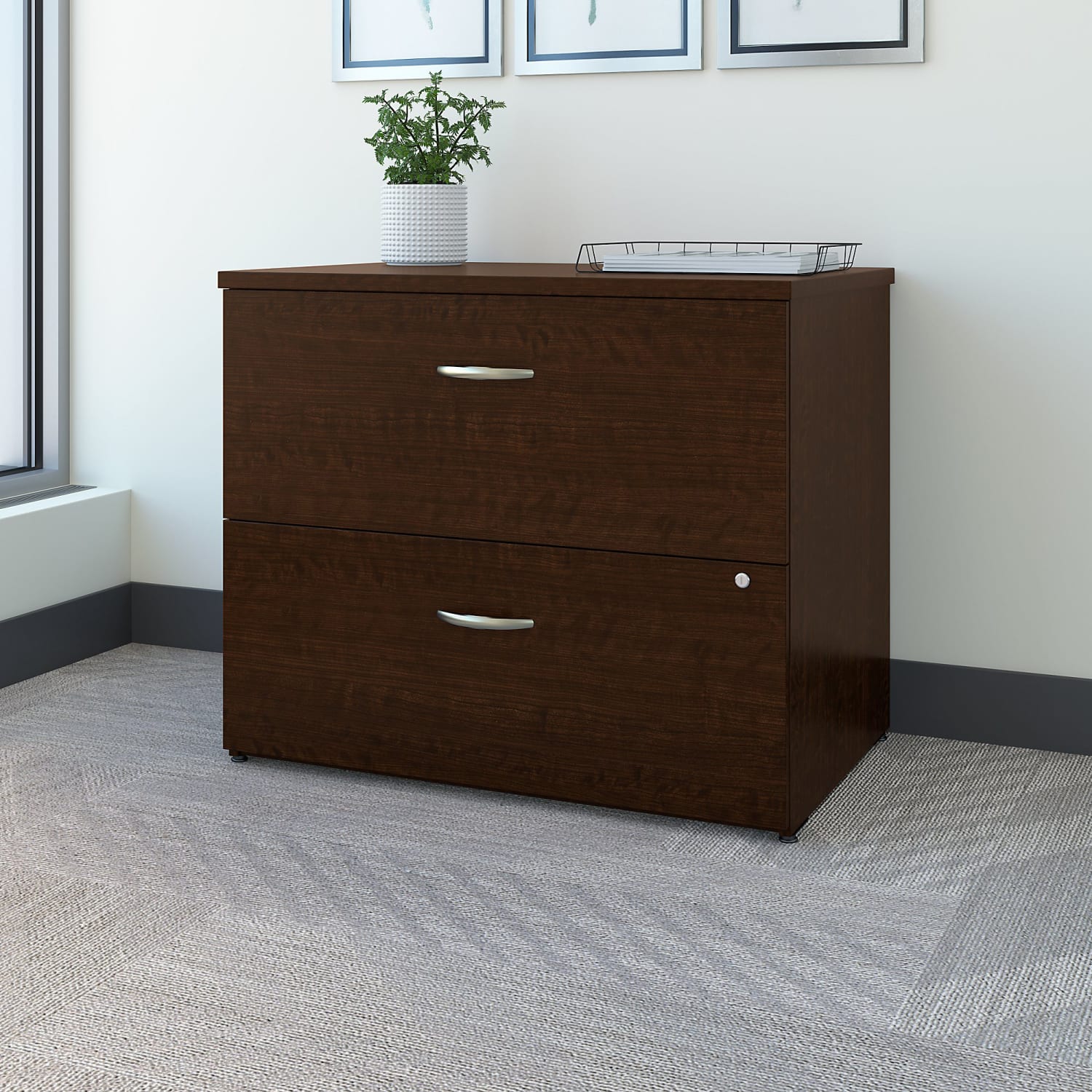 Bush Business Furniture Components 35-2/3inW x 23-3/10inD Lateral 2-Drawer File Cabinet, Mocha Cherry/Mocha Cherry, Standard Delivery - Image 3
